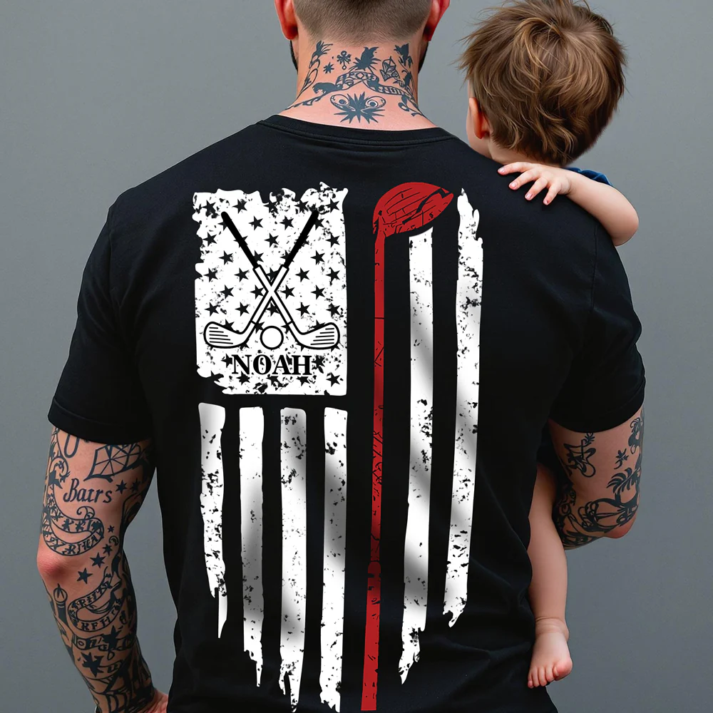 Personalized Name American Flag Golf Back Personalized Back Side Dark Shirt HA75 898632 - Image 6