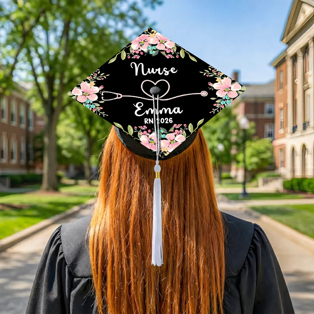 Personalized Nurse Graduation Gift Floral Theme Graduation Cap Topper HO82 901544 - Image 2