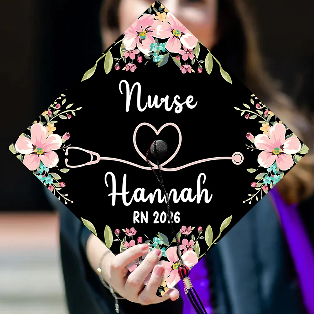 Personalized Nurse Graduation Gift Floral Theme Graduation Cap Topper HO82 901544 - Image 3