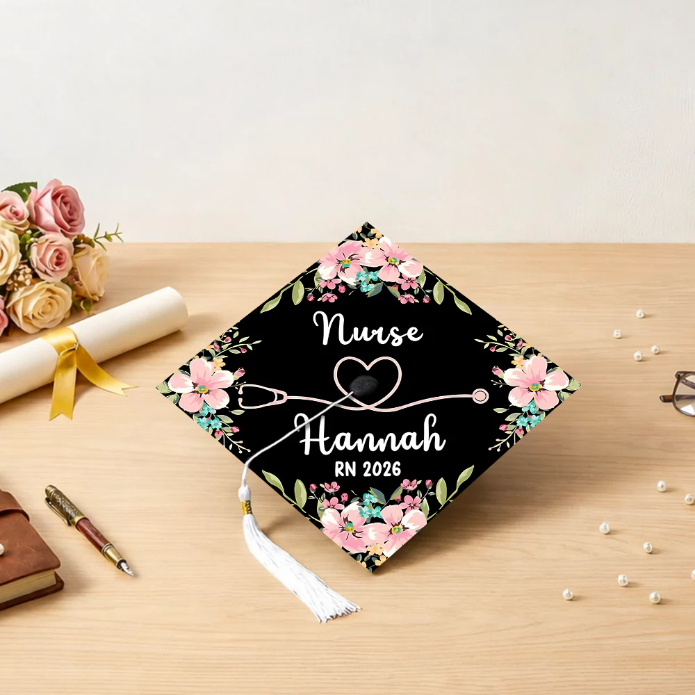 Personalized Nurse Graduation Gift Floral Theme Graduation Cap Topper HO82 901544 - Image 4