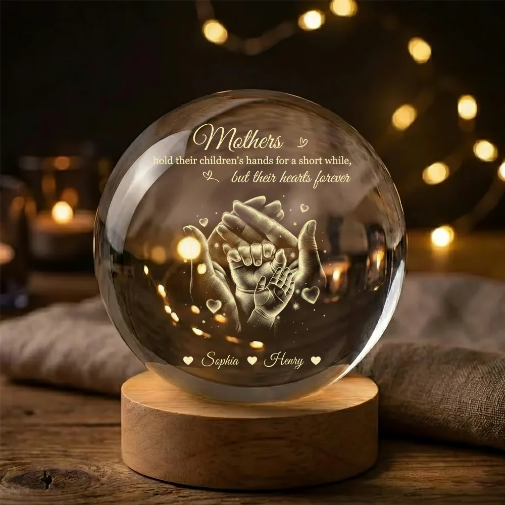 Personalized Our Family Loving Handprint Crystal Ball LED Night Light - Sentimental Gift for Mom, Dad HO82 901414 - Image 4