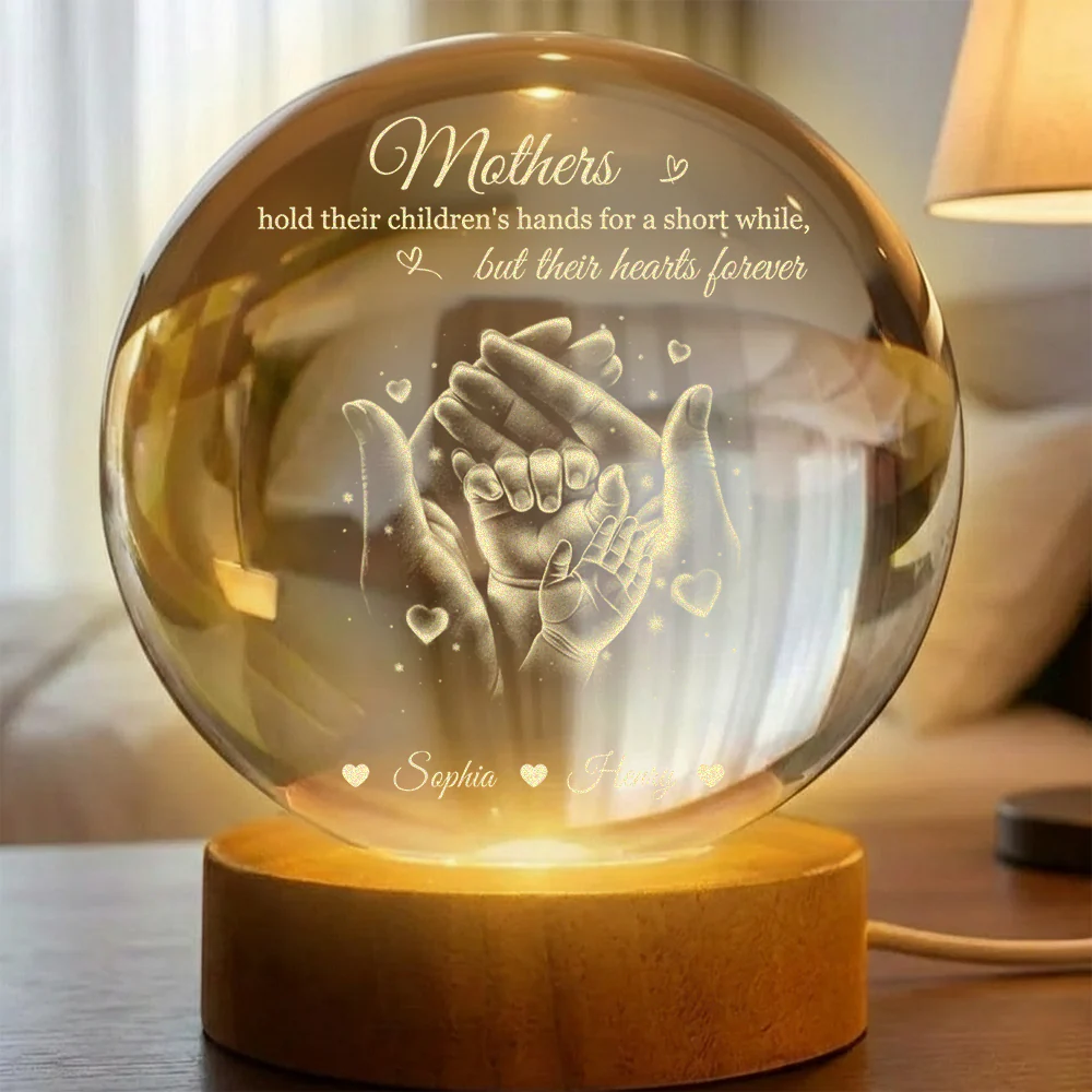 Personalized Our Family Loving Handprint Crystal Ball LED Night Light - Sentimental Gift for Mom, Dad HO82 901414 - Image 5