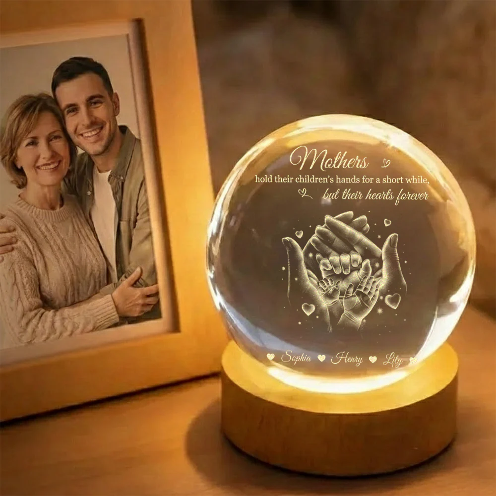 Personalized Our Family Loving Handprint Crystal Ball LED Night Light - Sentimental Gift for Mom, Dad HO82 901414 - Image 6