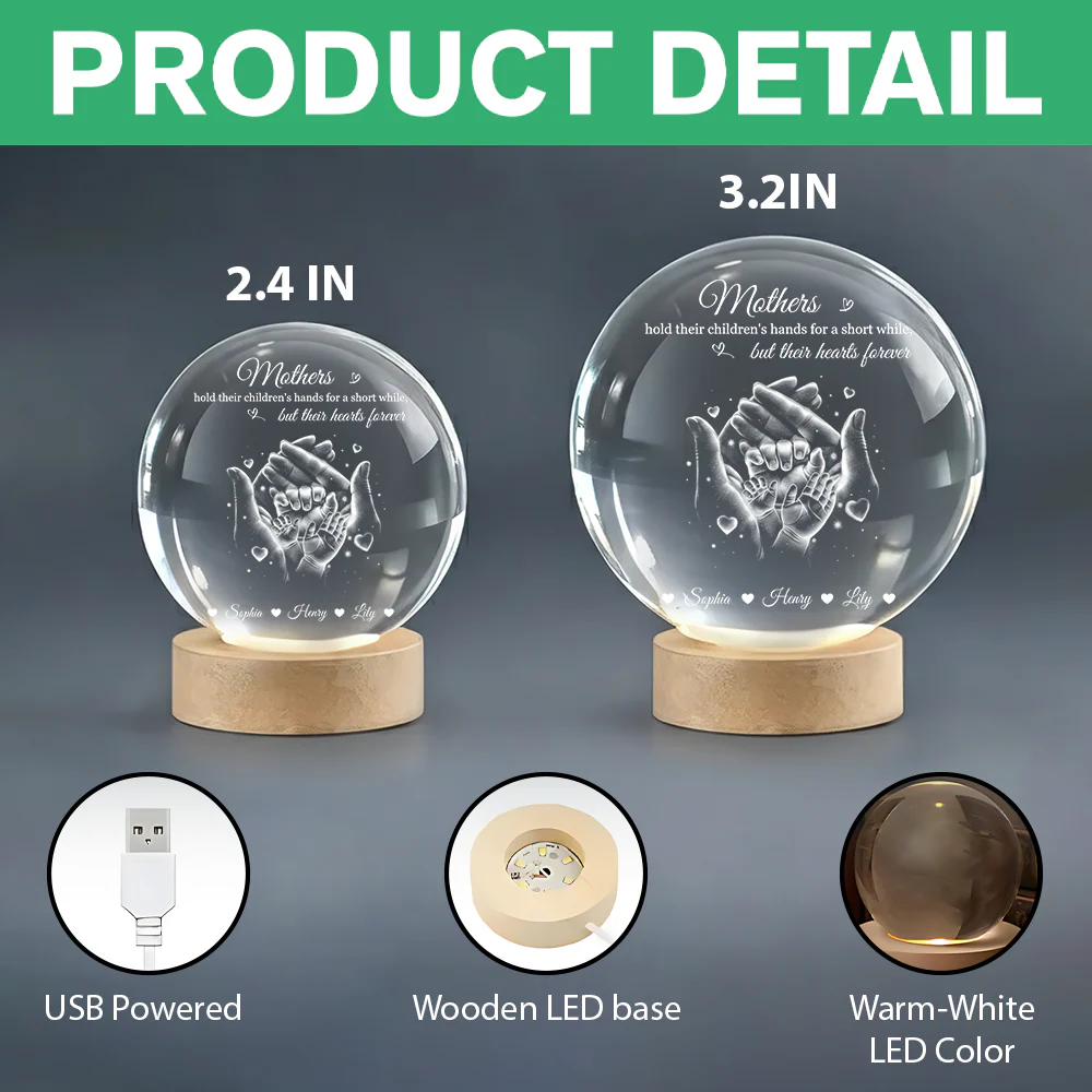 Personalized Our Family Loving Handprint Crystal Ball LED Night Light - Sentimental Gift for Mom, Dad HO82 901414 - Image 7
