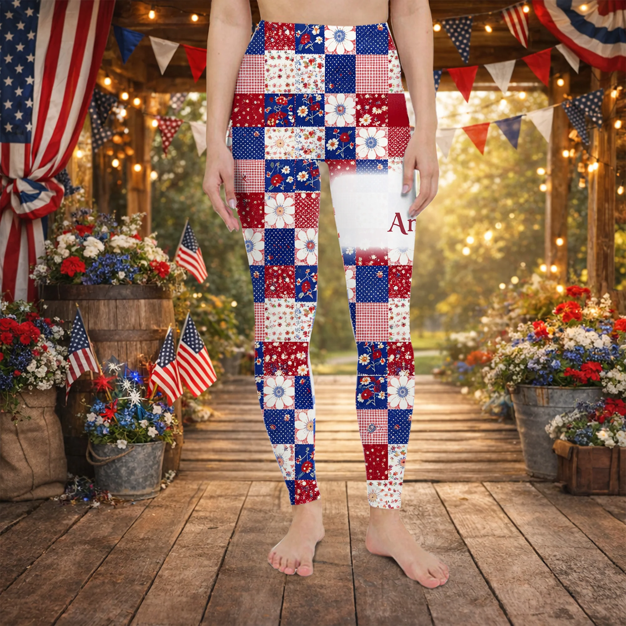 Personalized Patriotic Women’s Leggings – Independence Day American Flag Pants HO82 901970 - Image 3
