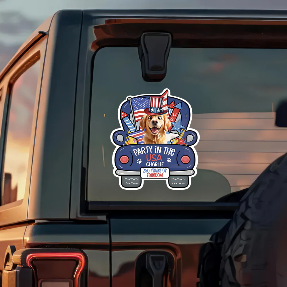 Personalized Pawty In The USA 250 Years Of Freedom Car Window Decal Sticker TH10 169435 - Image 2