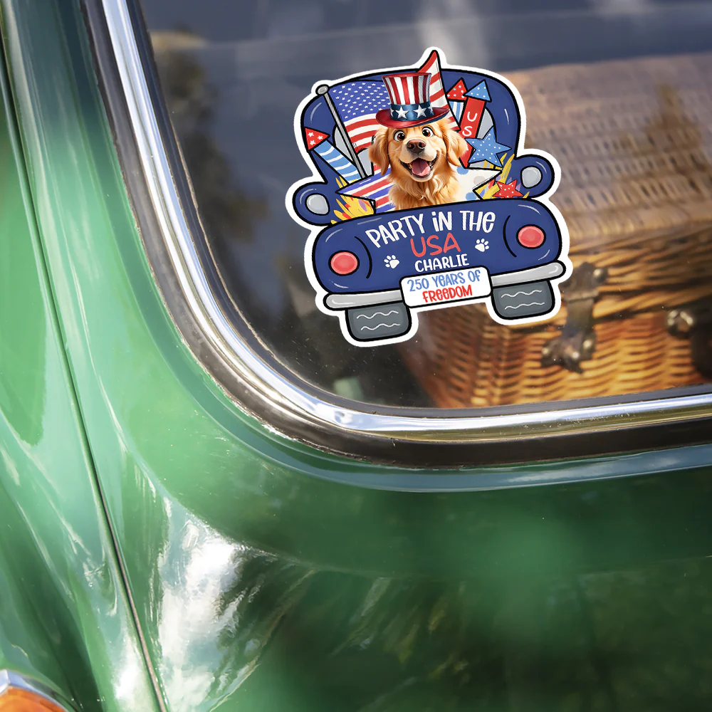 Personalized Pawty In The USA 250 Years Of Freedom Car Window Decal Sticker TH10 169435 - Image 6