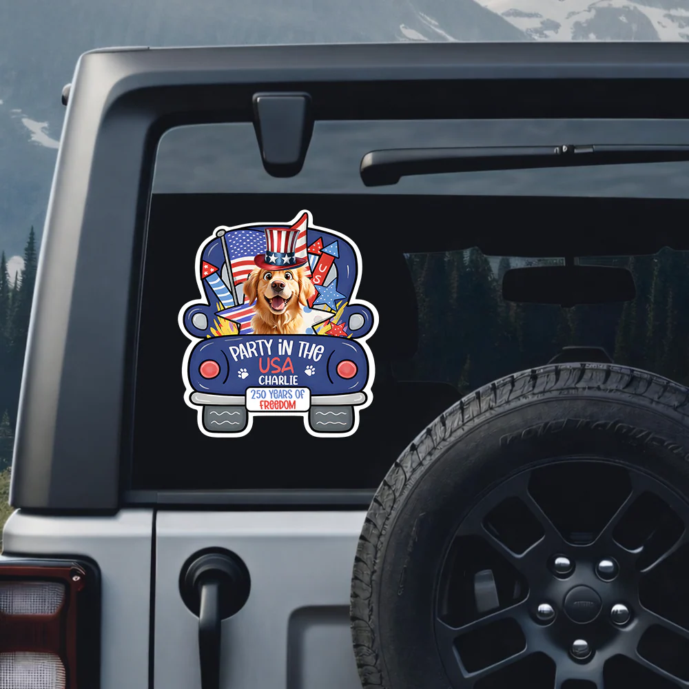 Personalized Pawty In The USA 250 Years Of Freedom Car Window Decal Sticker TH10 169435 - Image 7