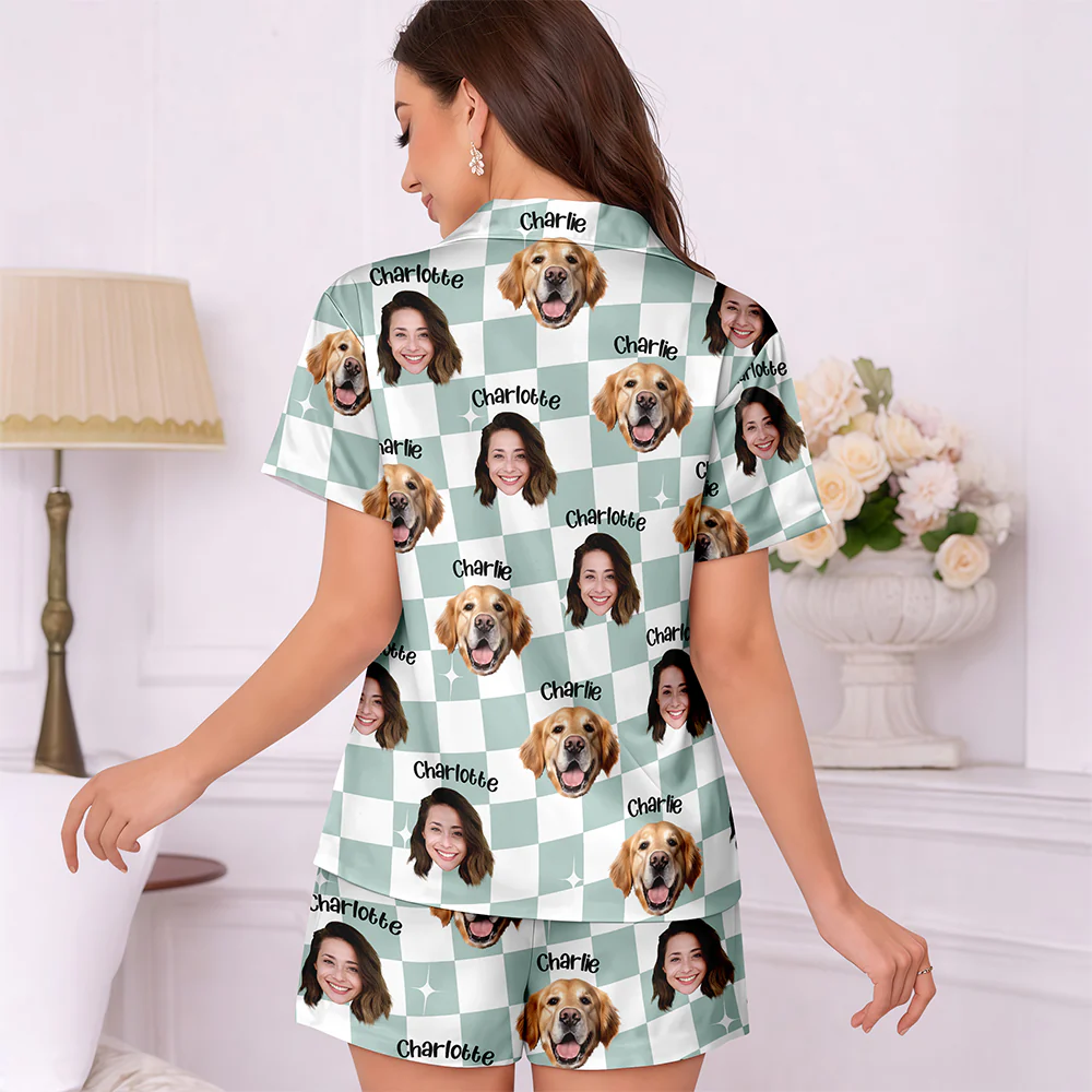 Personalized Pet & Family Photo Short Pajama Women's Sleepwear Gift HA75 921748 - Image 3