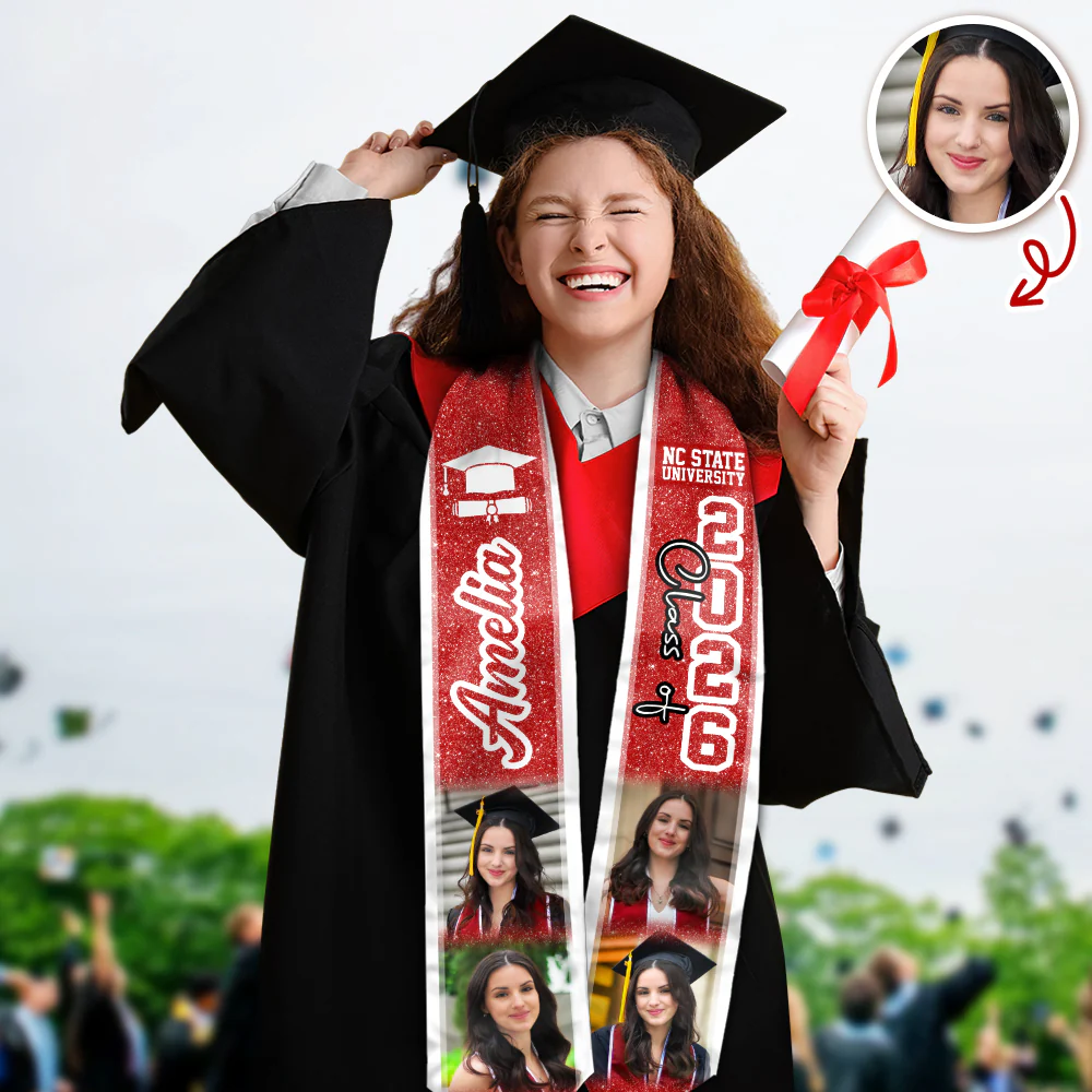 Personalized Photo Graduation Class of 2026 Stole Gift for Graduates HO82 901912 - Image 2
