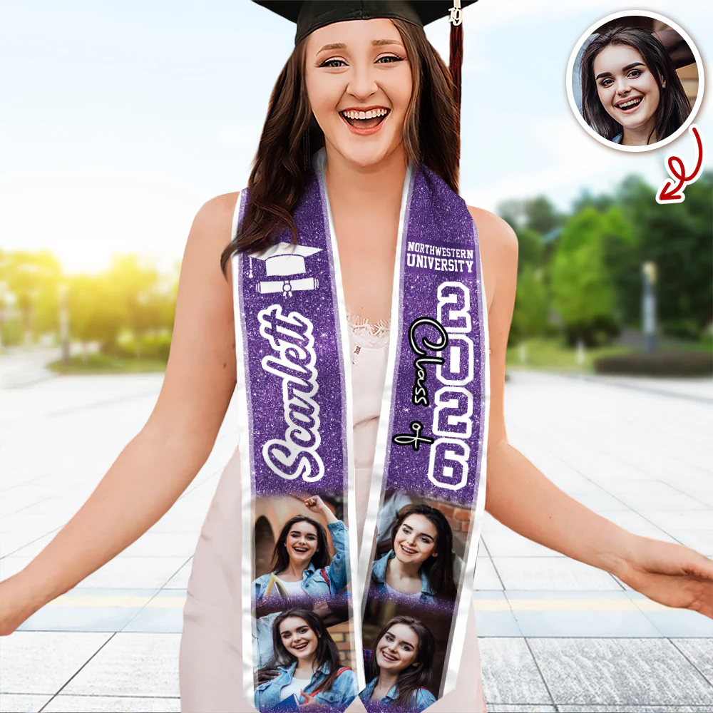 Personalized Photo Graduation Class of 2026 Stole Gift for Graduates HO82 901912 - Image 3