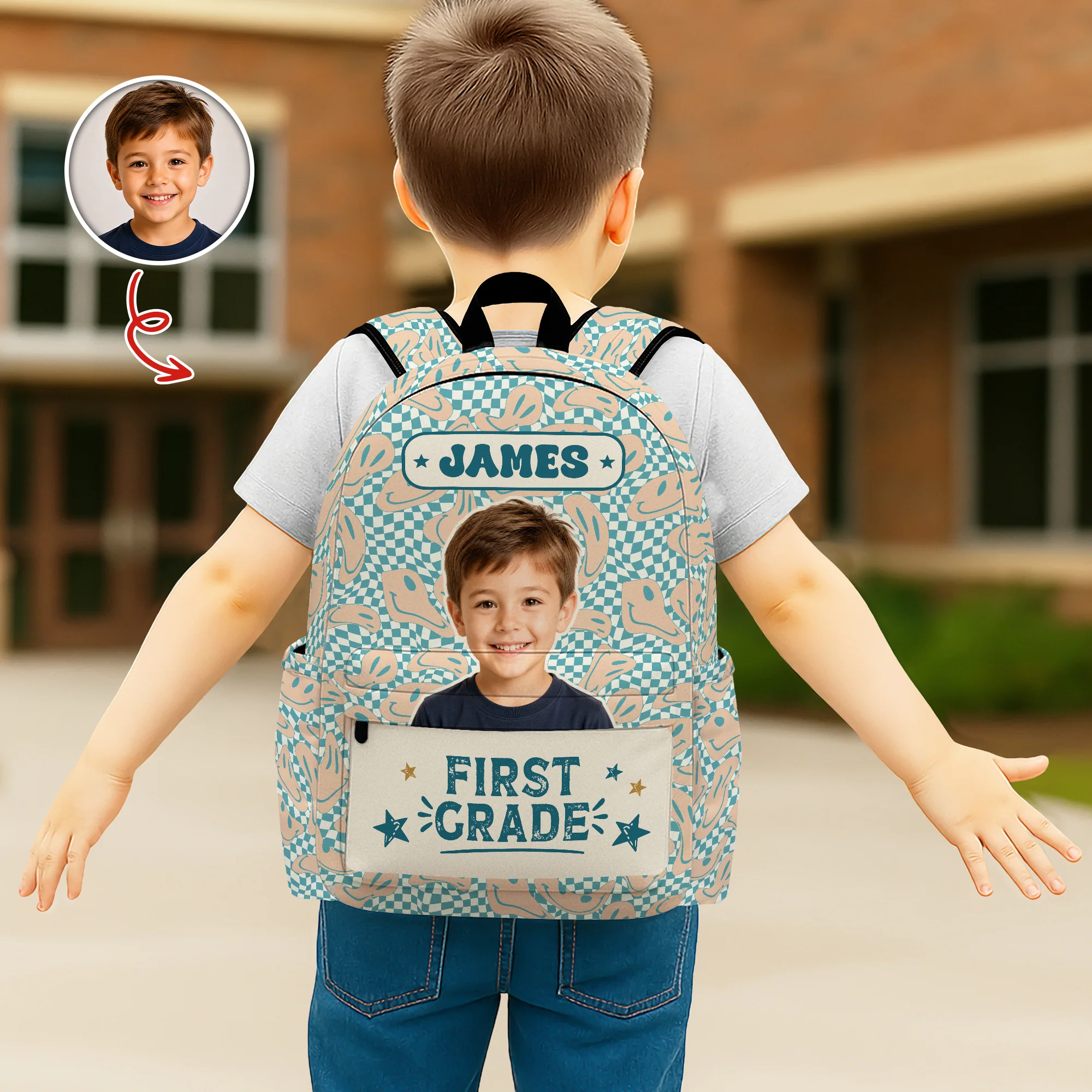 Personalized Photo & Name Retro Kid Backpack Back to School Gift HO82 902794 - Image 3