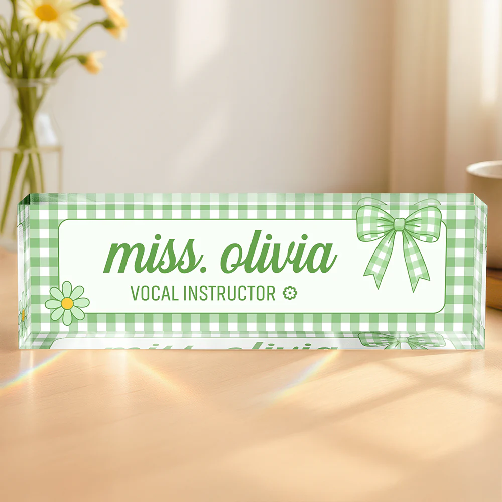 Personalized Preppy Bow Acrylic Desk Name Plate Back to School Teacher Gift CH07 180048 - Image 2