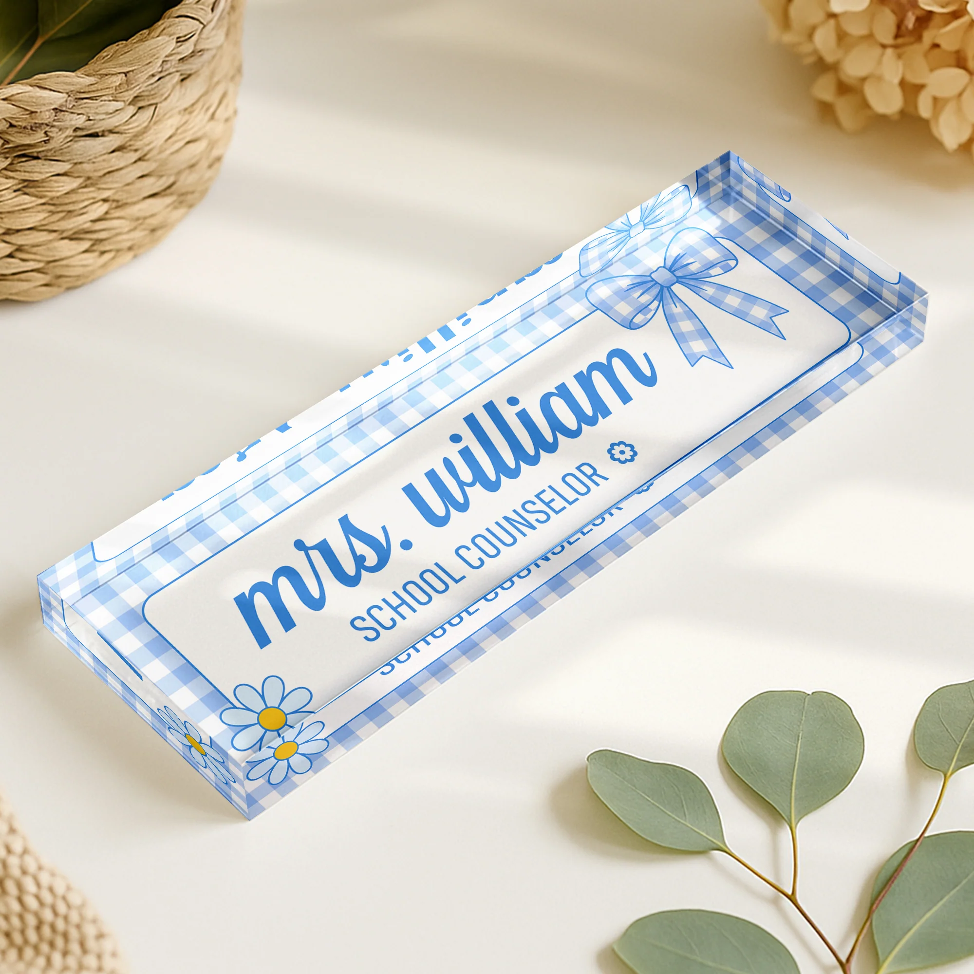 Personalized Preppy Bow Acrylic Desk Name Plate Back to School Teacher Gift CH07 180048 - Image 4
