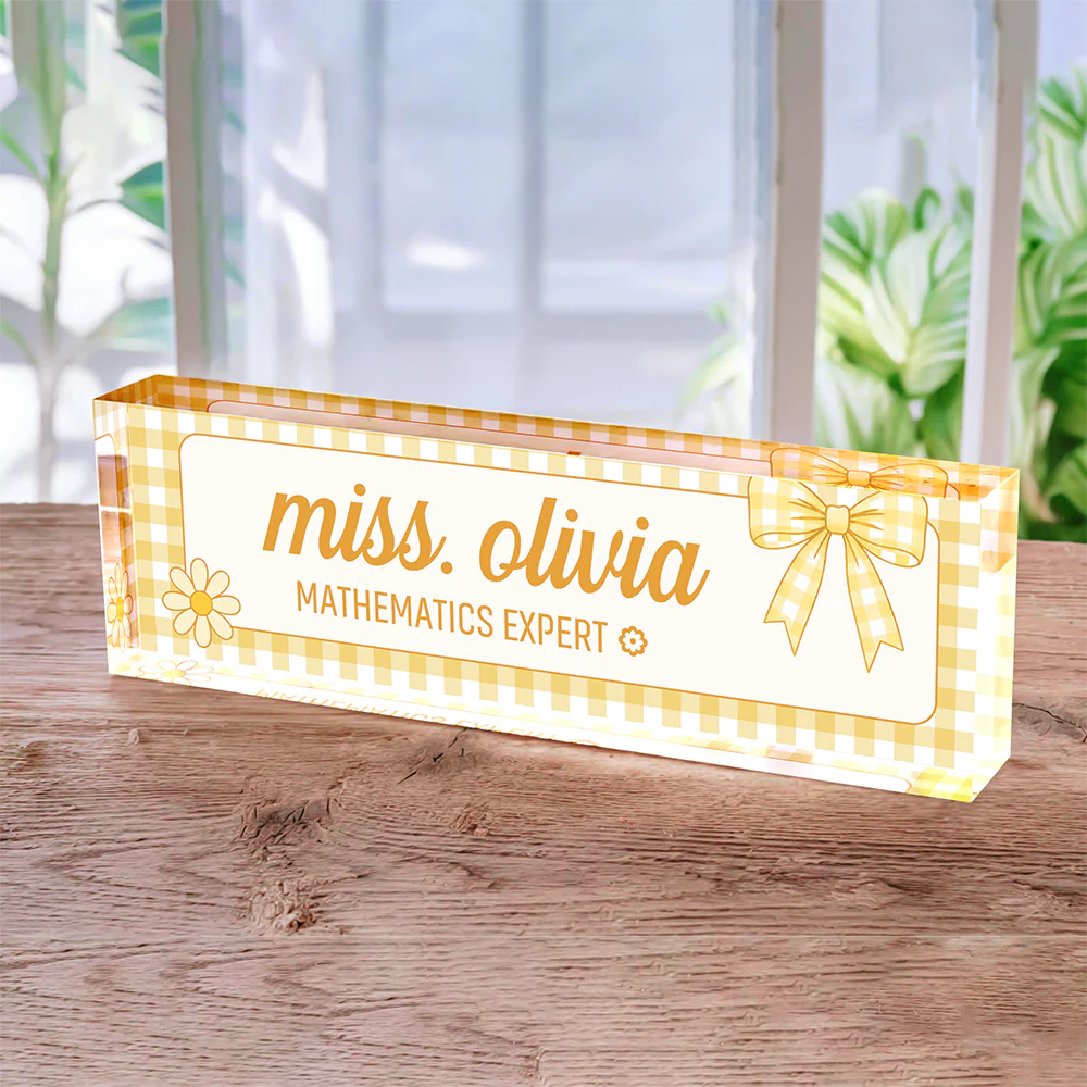 Personalized Preppy Bow Acrylic Desk Name Plate Back to School Teacher Gift CH07 180048 - Image 6