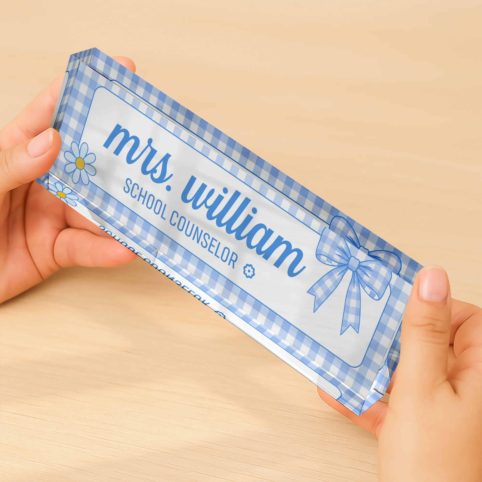Personalized Preppy Bow Acrylic Desk Name Plate Back to School Teacher Gift CH07 180048 - Image 7