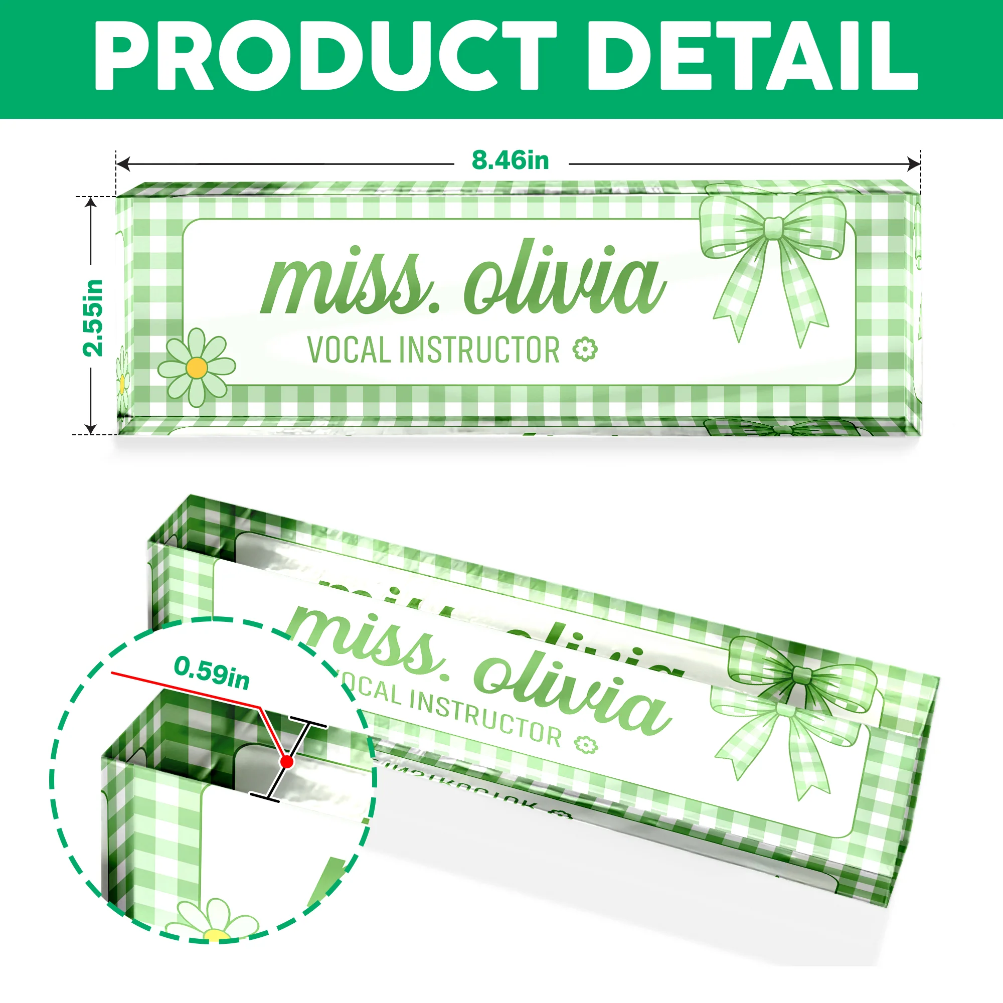 Personalized Preppy Bow Acrylic Desk Name Plate Back to School Teacher Gift CH07 180048 - Image 8