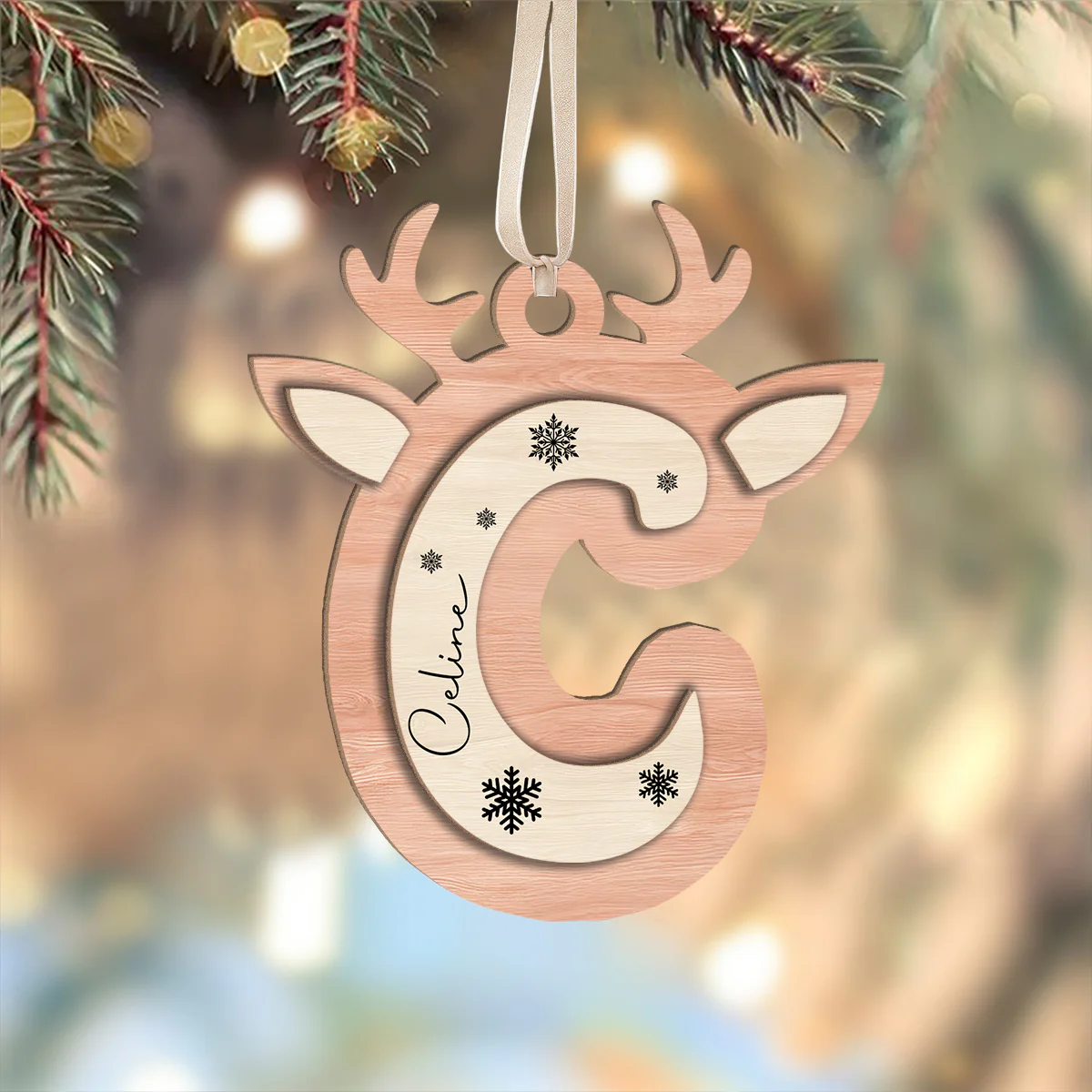 Personalized Reindeer Letter Wood Ornament For Christmas Gifts TH10 896319 - Image 6