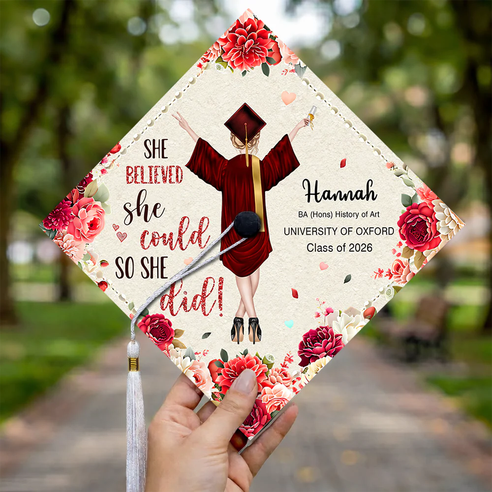 Personalized She Believed She Could So She Did Graduation Cap Topper HO82 901540 - Image 4