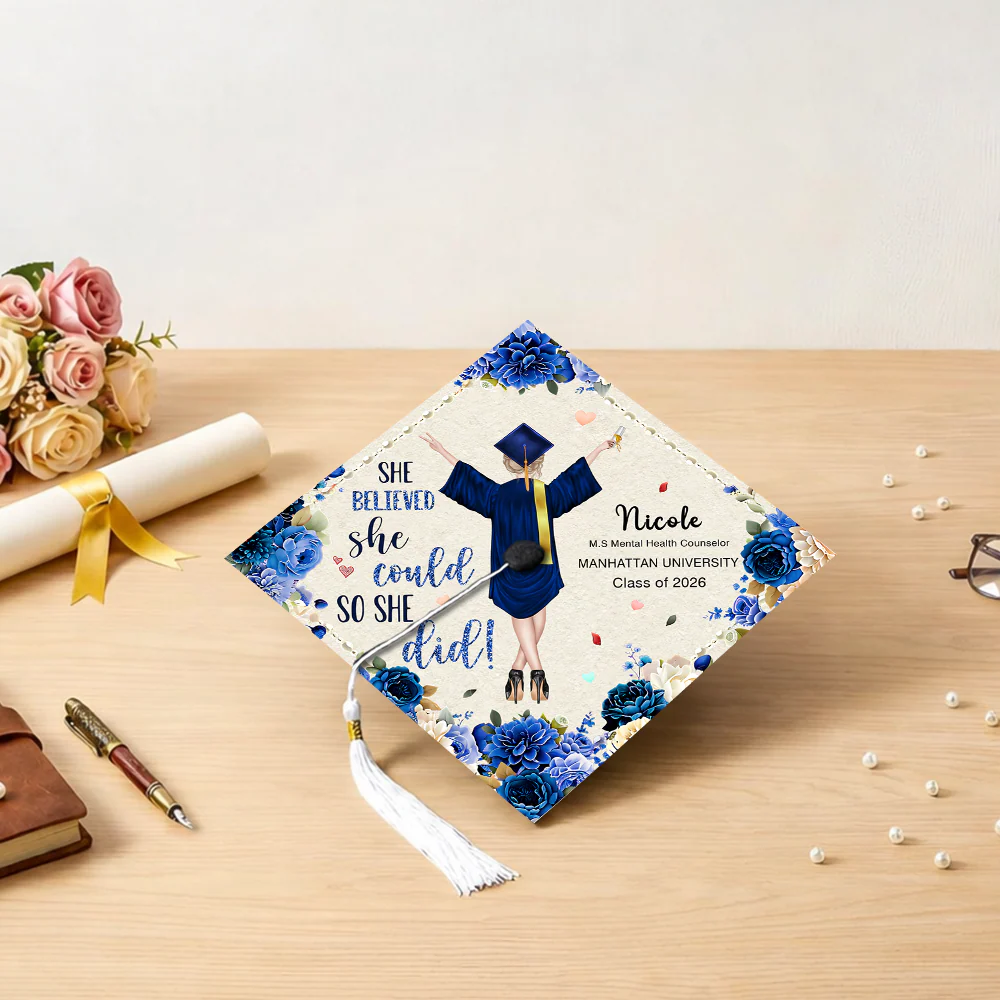 Personalized She Believed She Could So She Did Graduation Cap Topper HO82 901540 - Image 7
