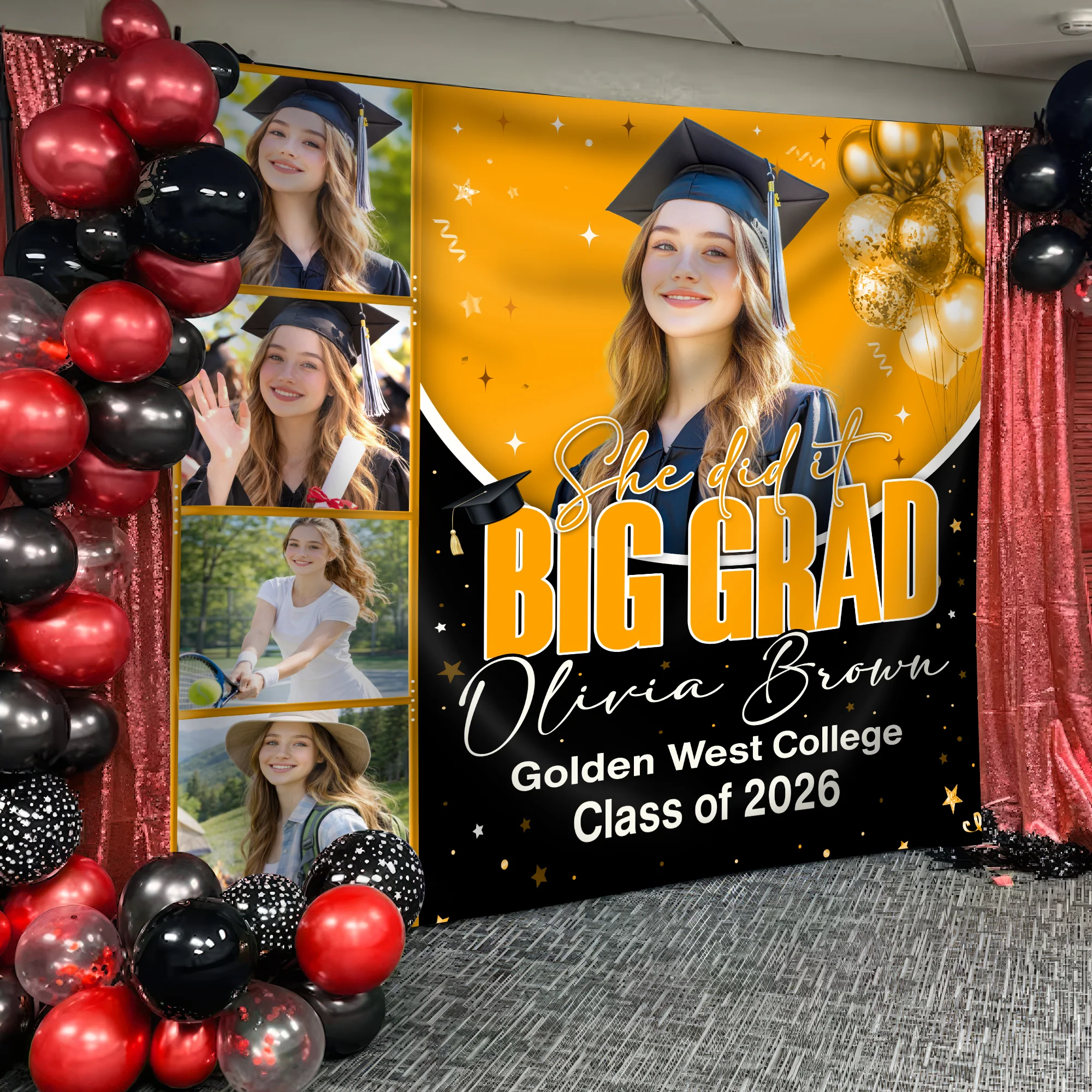 Personalized She Dit It Big Grad Backdrop Graduation Party Decor LM32 899497 - Image 10
