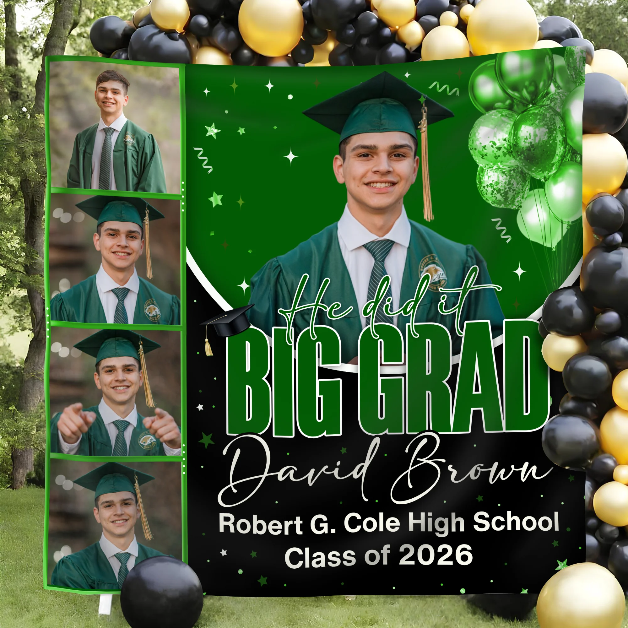 Personalized She Dit It Big Grad Backdrop Graduation Party Decor LM32 899497 - Image 2