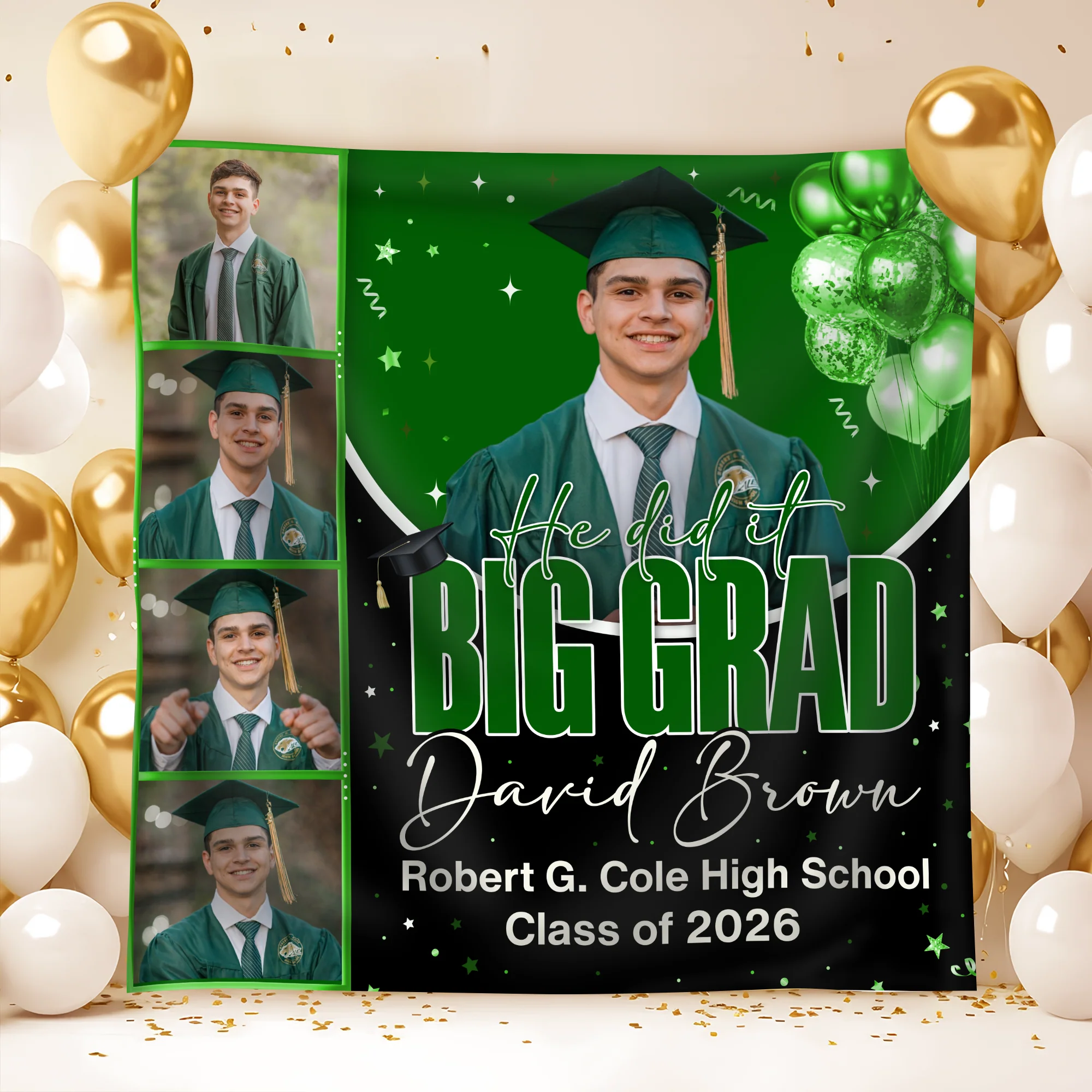 Personalized She Dit It Big Grad Backdrop Graduation Party Decor LM32 899497 - Image 4