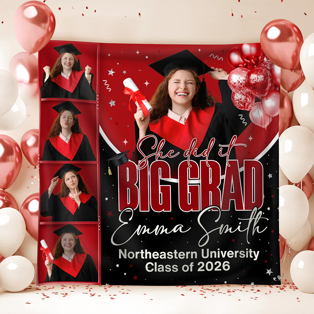 Personalized She Dit It Big Grad Backdrop Graduation Party Decor LM32 899497 - Image 8