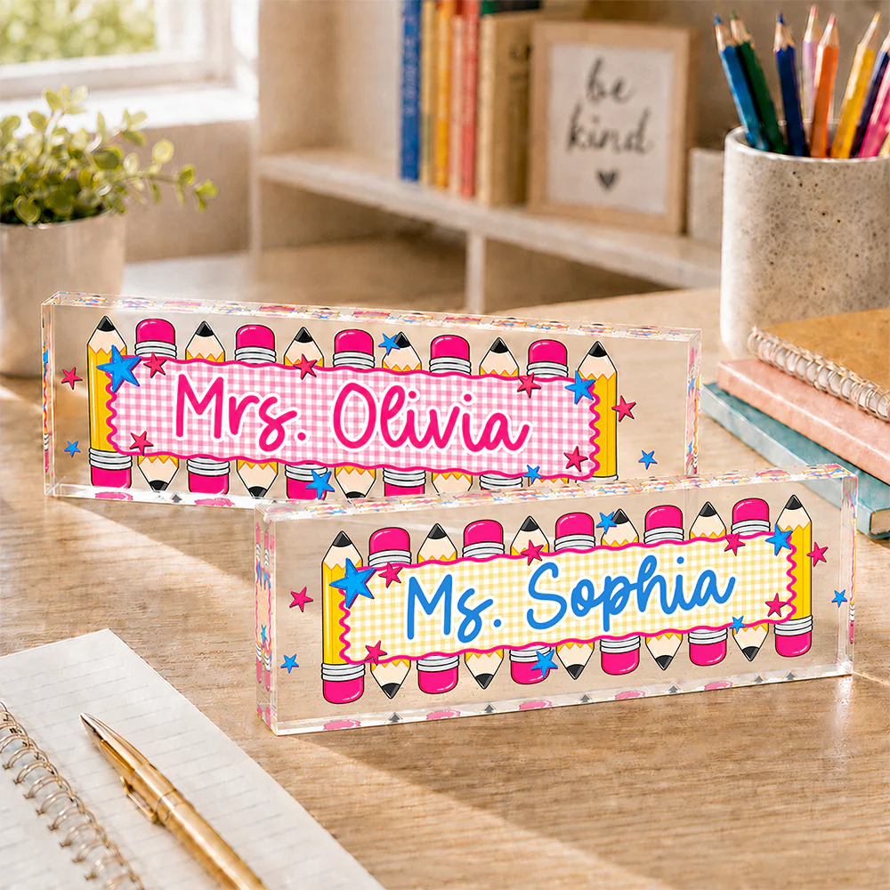 Personalized Teacher Acrylic Desk Name Plate Back to School Teacher Gift CH07 180026 - Image 2