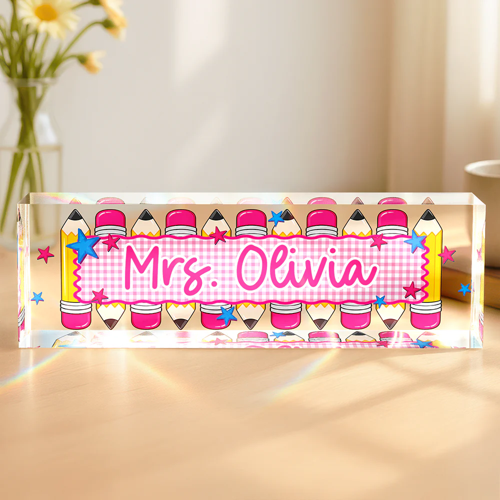 Personalized Teacher Acrylic Desk Name Plate Back to School Teacher Gift CH07 180026 - Image 3