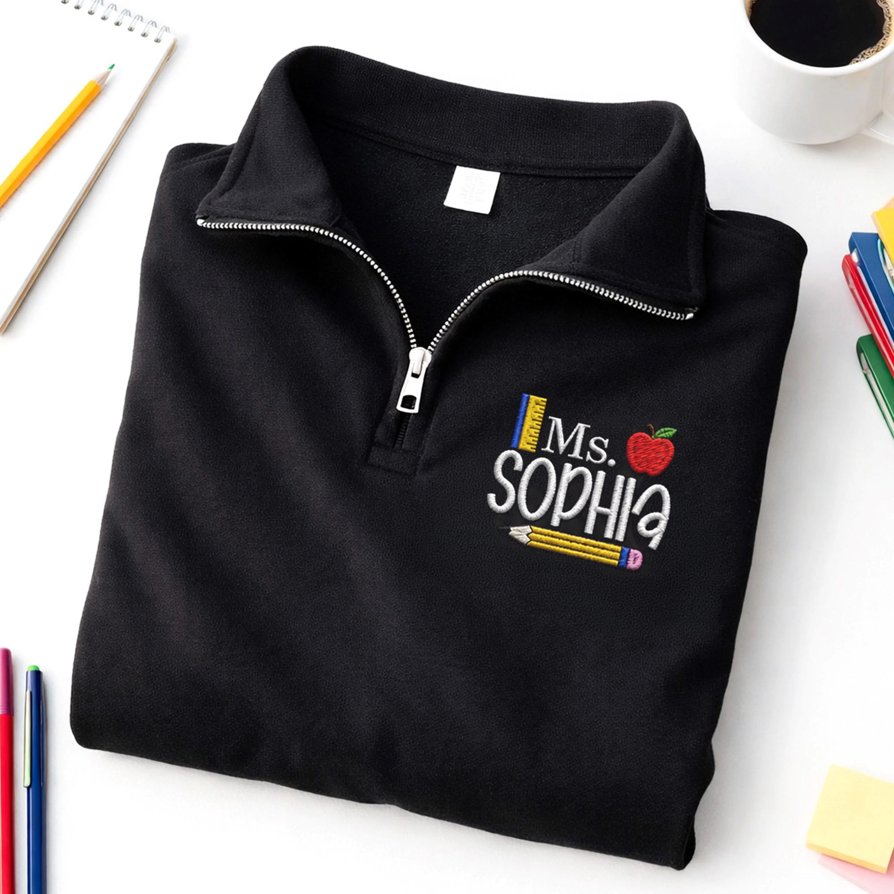 Personalized Teacher Embroidered Quarter Zip Sweatshirt Back to School Teacher Gift CH07 911968 - Image 2