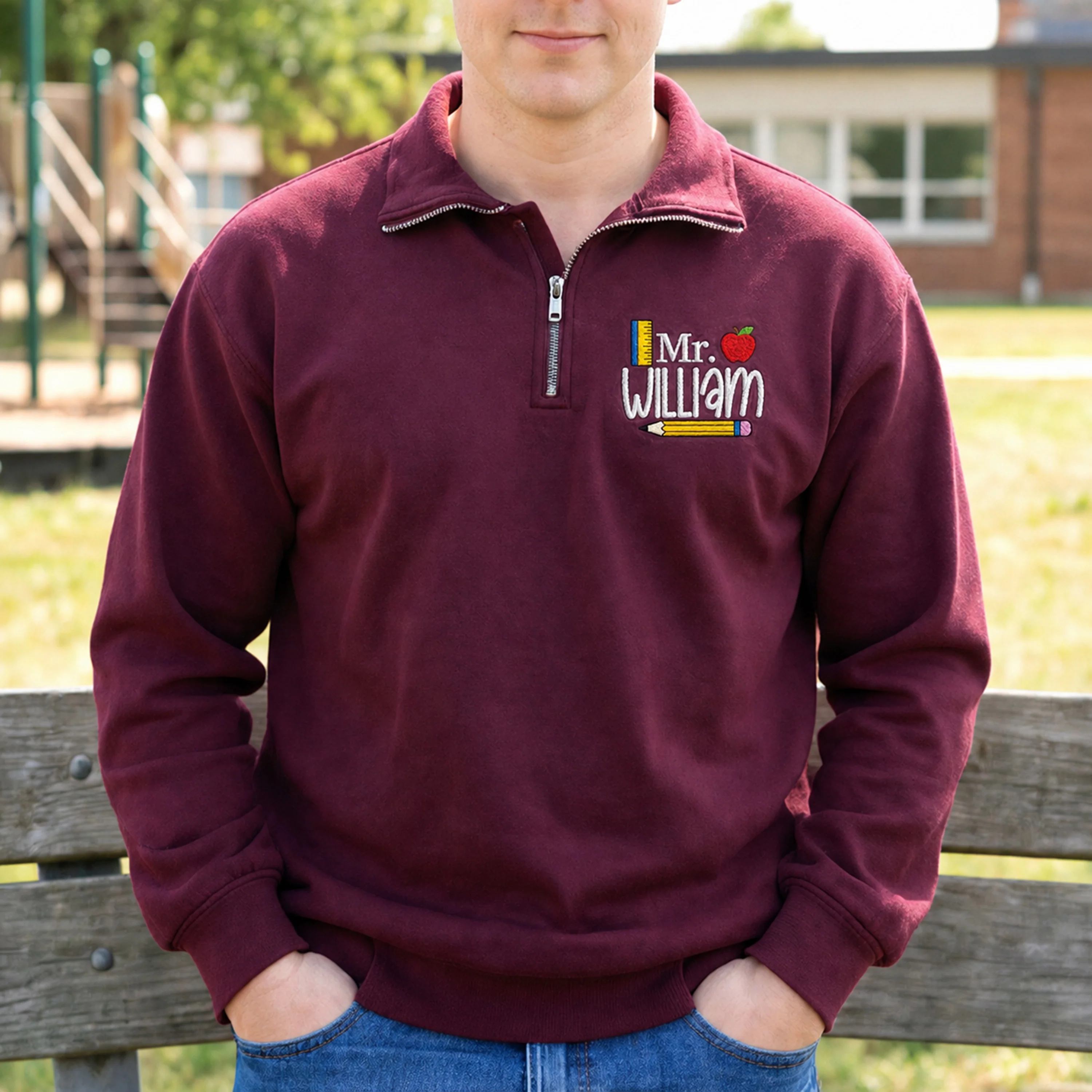 Personalized Teacher Embroidered Quarter Zip Sweatshirt Back to School Teacher Gift CH07 911968 - Image 4