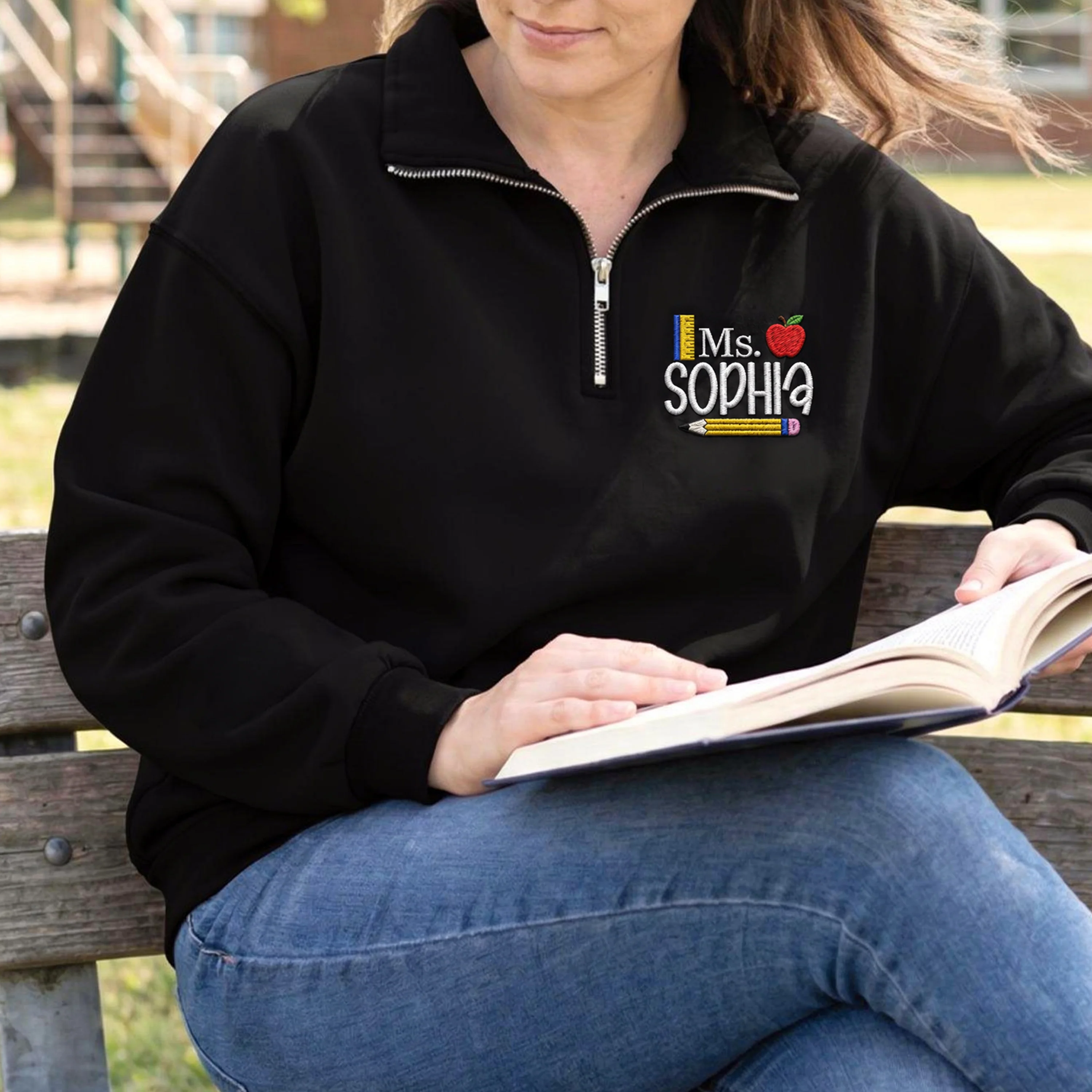 Personalized Teacher Embroidered Quarter Zip Sweatshirt Back to School Teacher Gift CH07 911968 - Image 5