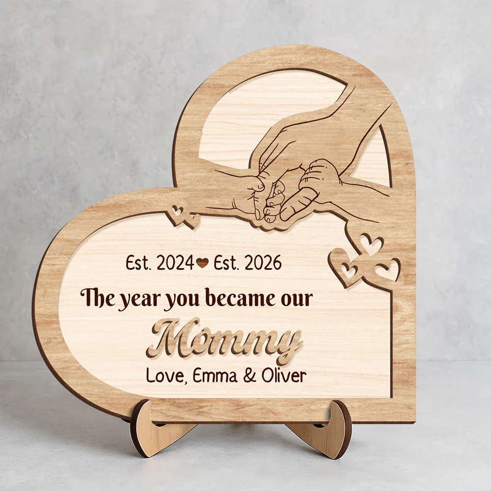 Personalized The Year You Became Our Mommy 2-Layered Wooden Plaque With Stand LM32 899621 - Image 2
