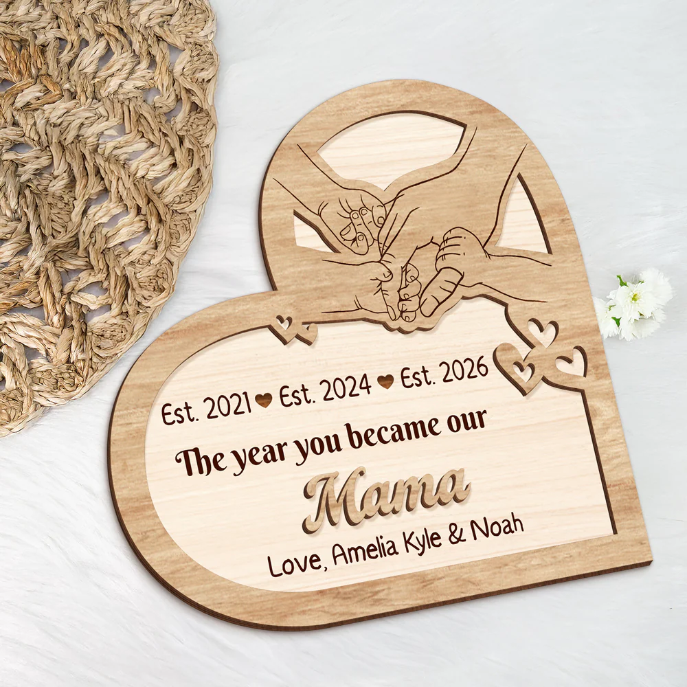 Personalized The Year You Became Our Mommy 2-Layered Wooden Plaque With Stand LM32 899621 - Image 5