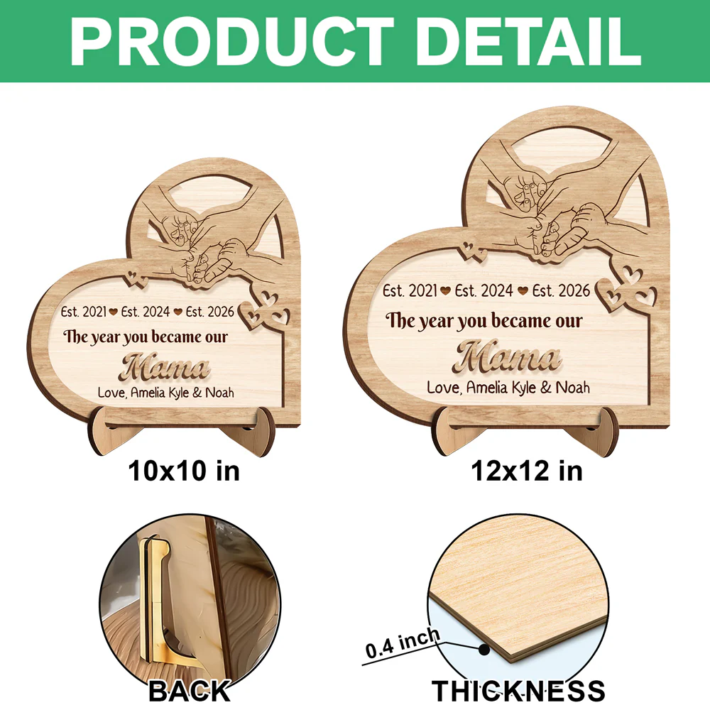Personalized The Year You Became Our Mommy 2-Layered Wooden Plaque With Stand LM32 899621 - Image 7