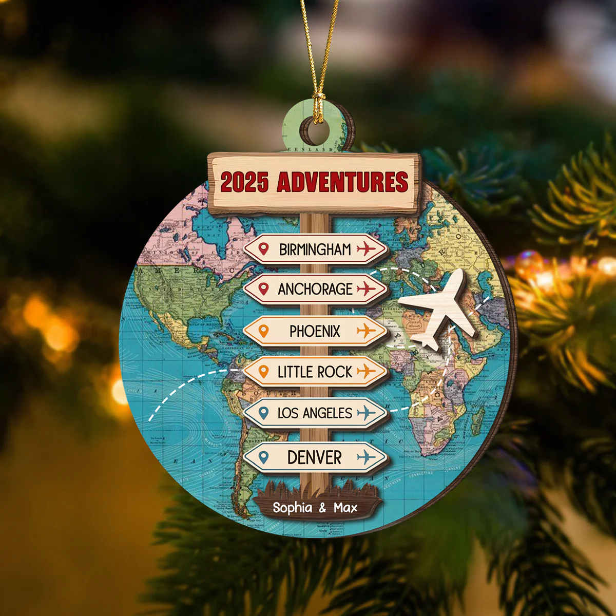 Personalized Travel Adventure 2 Layer Wooden Ornament LM32 895445 - Image 4