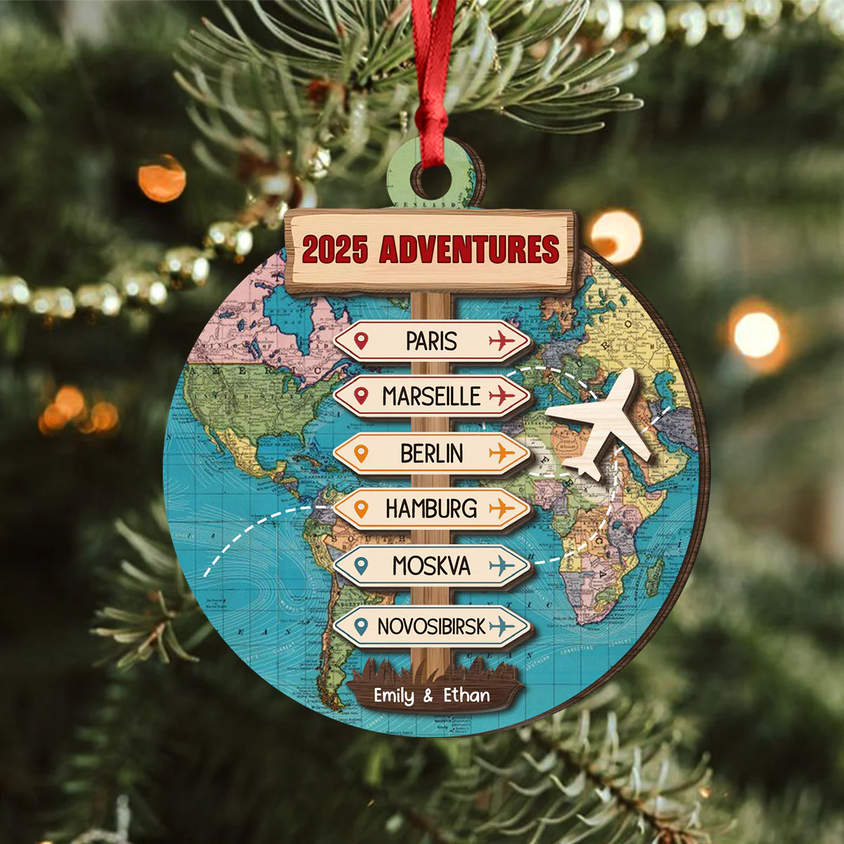 Personalized Travel Adventure 2 Layer Wooden Ornament LM32 895445 - Image 5