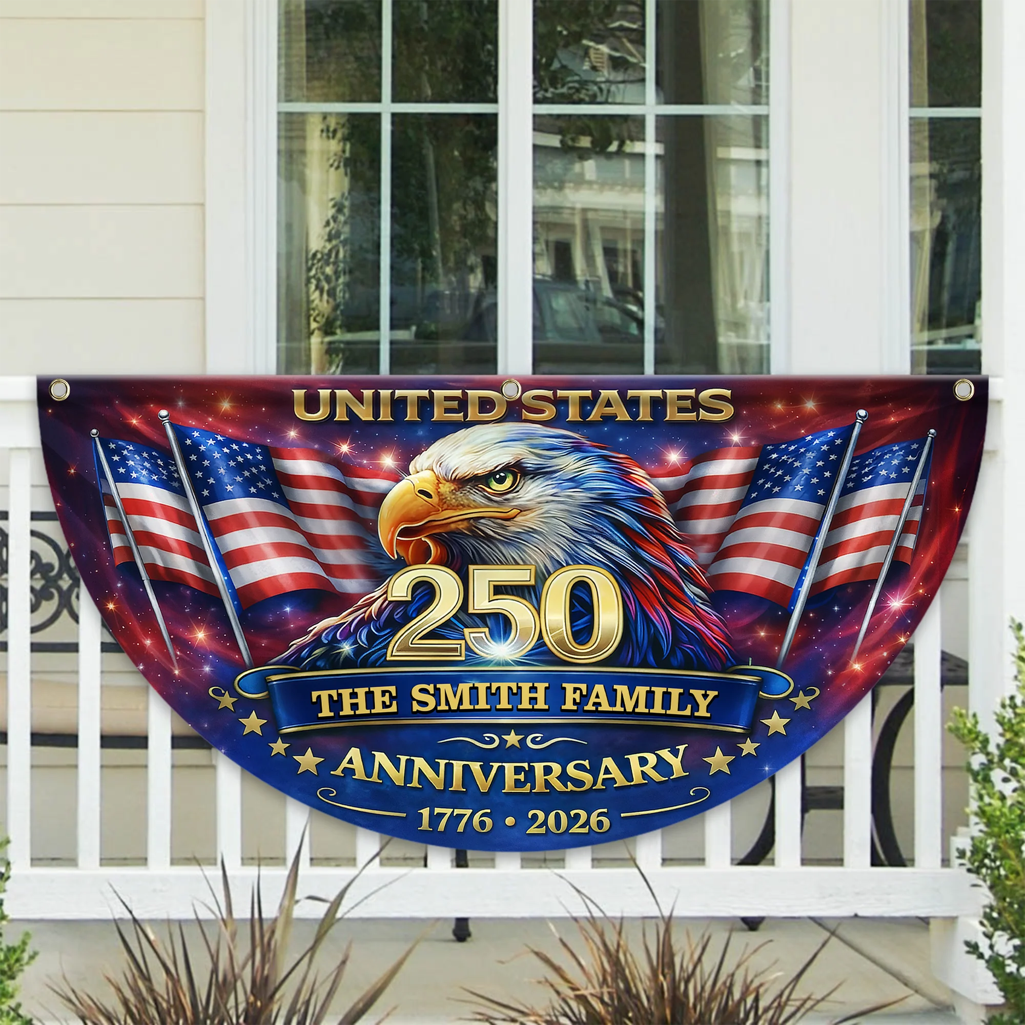 Personalized U.S 250th Anniversary with Family Name Non-Pleated Fan Flag CH07 911098 - Image 2