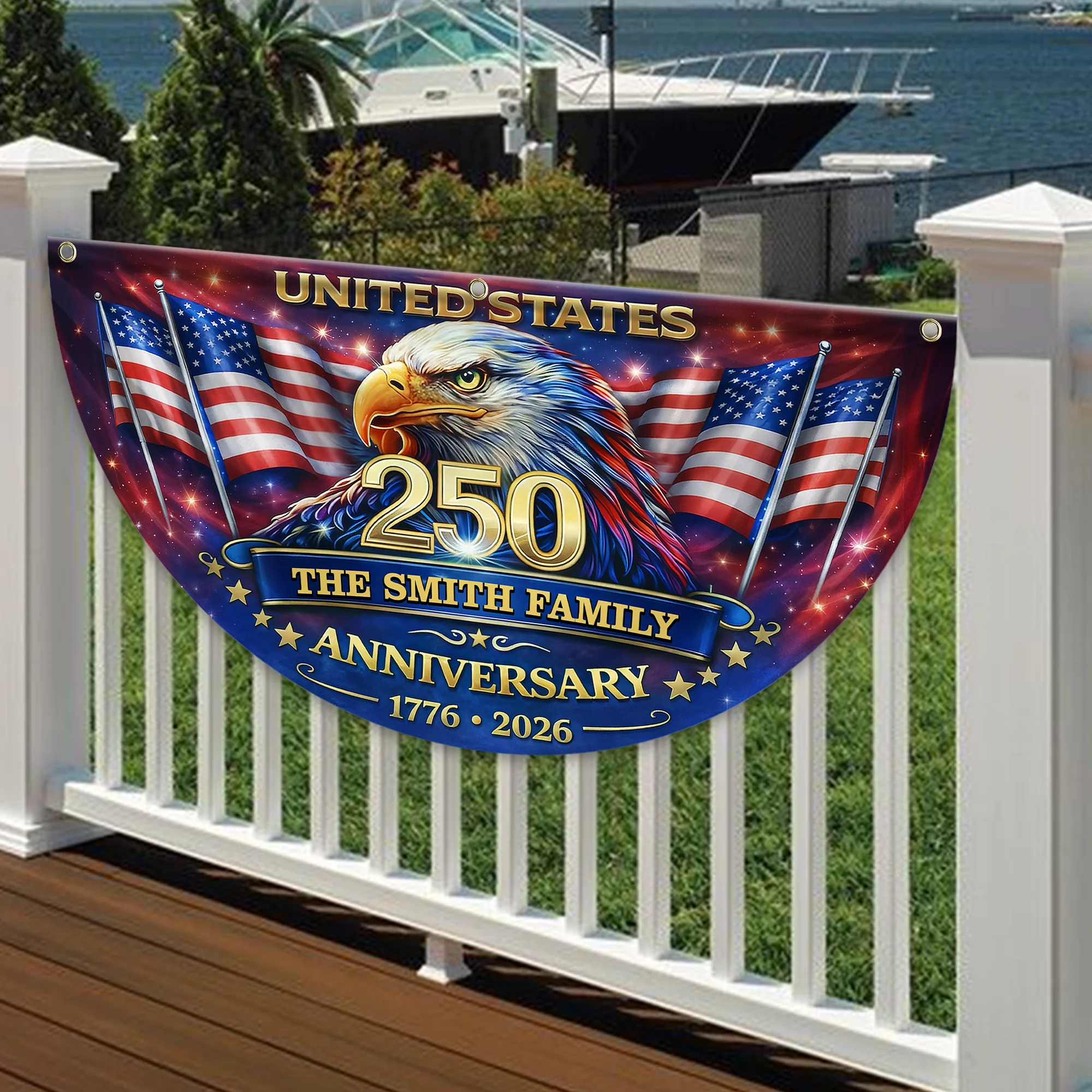 Personalized U.S 250th Anniversary with Family Name Non-Pleated Fan Flag CH07 911098 - Image 3