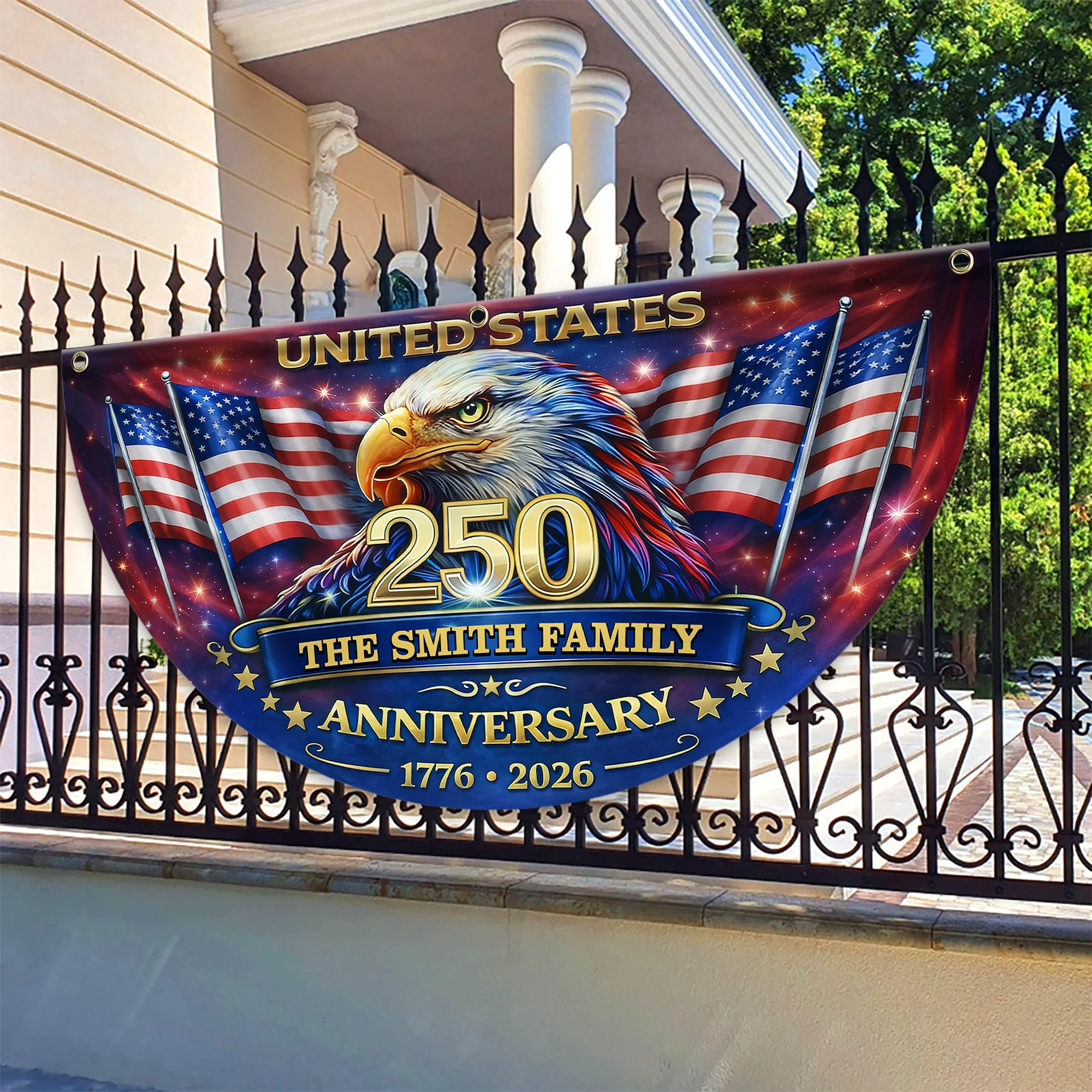 Personalized U.S 250th Anniversary with Family Name Non-Pleated Fan Flag CH07 911098 - Image 4