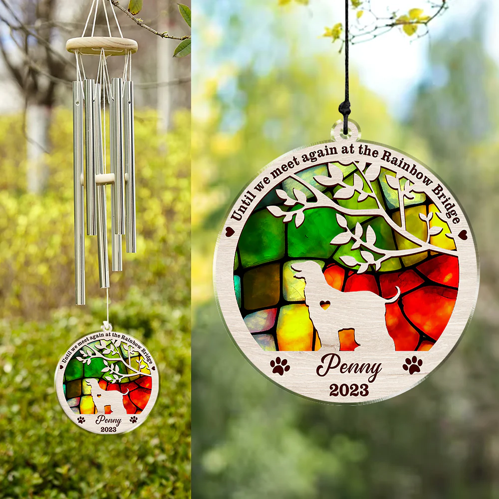 Personalized Until We Meet Again At The Rainbow Bridge Dog Memorial Acrylic Wind Chimes TH10 894205 - Image 3