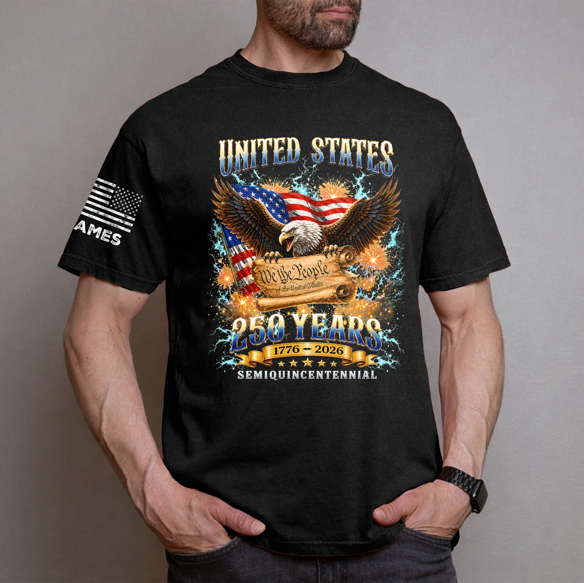 Personalized USA 250th Anniversary Eagle 1776–2026 Short Sleeve Print Shirt LM32 669045 - Image 2