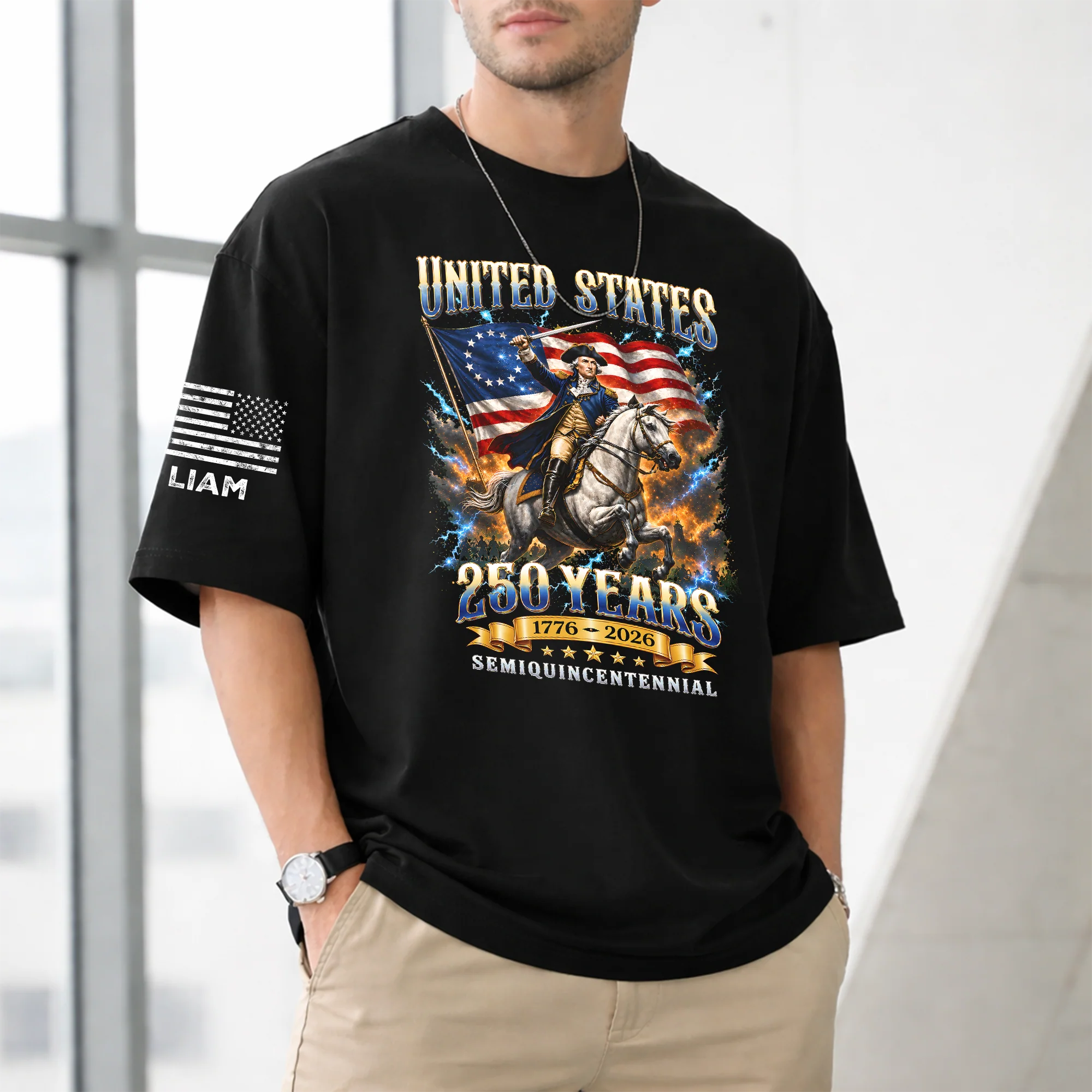 Personalized USA 250th Anniversary Eagle 1776–2026 Short Sleeve Print Shirt LM32 669045 - Image 3