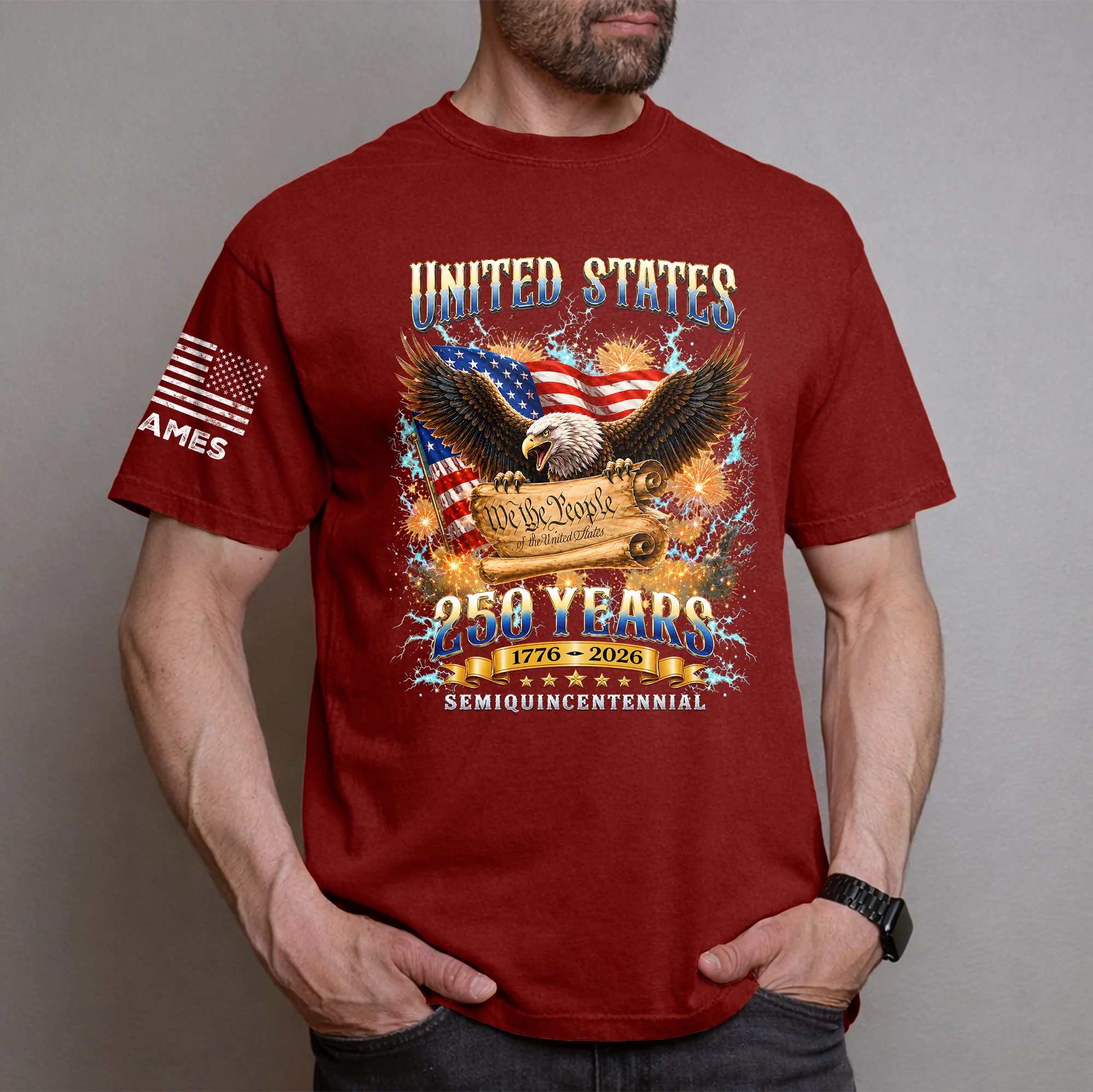 Personalized USA 250th Anniversary Eagle 1776–2026 Short Sleeve Print Shirt LM32 669045 - Image 7