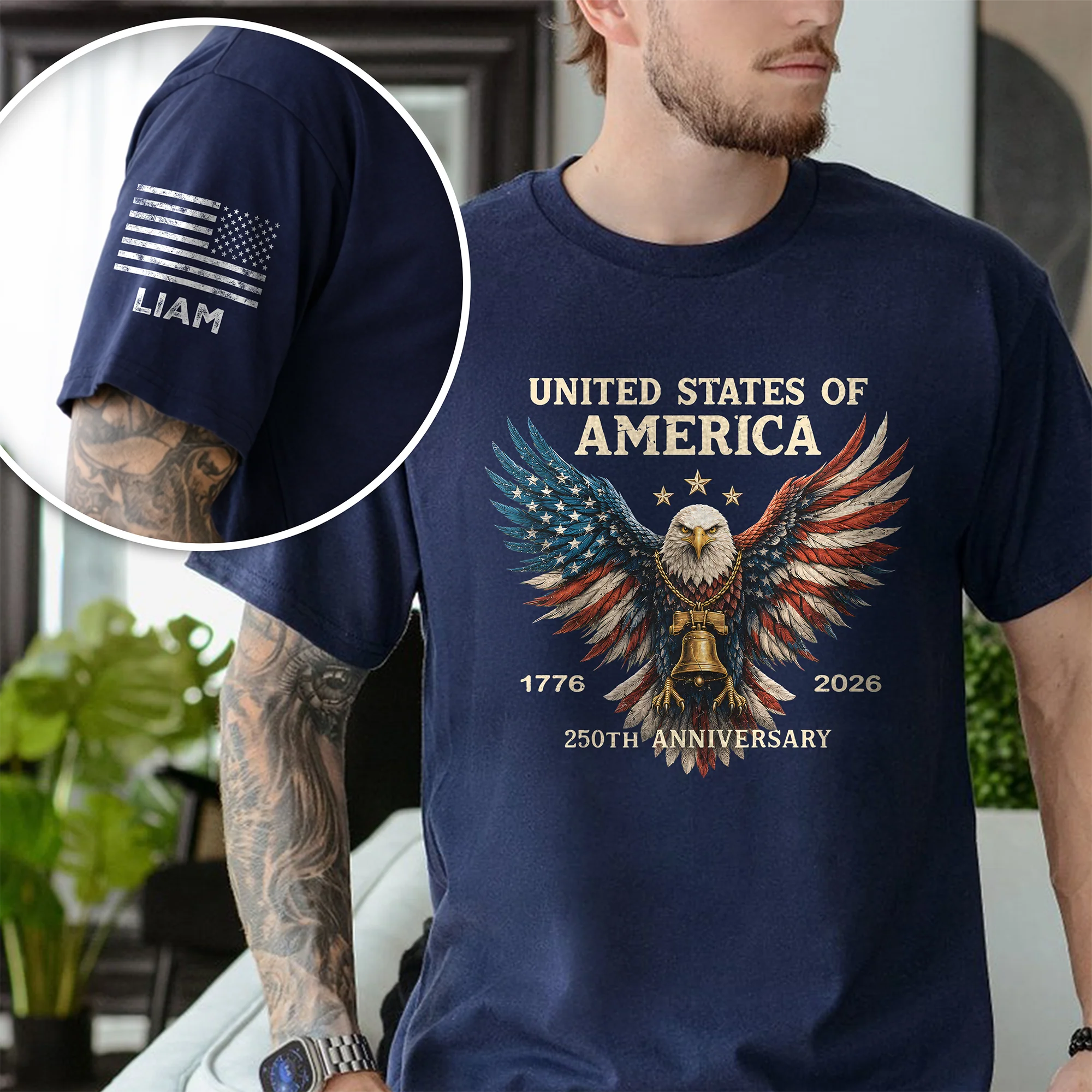 Personalized USA 250th Anniversary Eagle 1776–2026 Short Sleeve Print Shirt LM32 669045 - Image 8