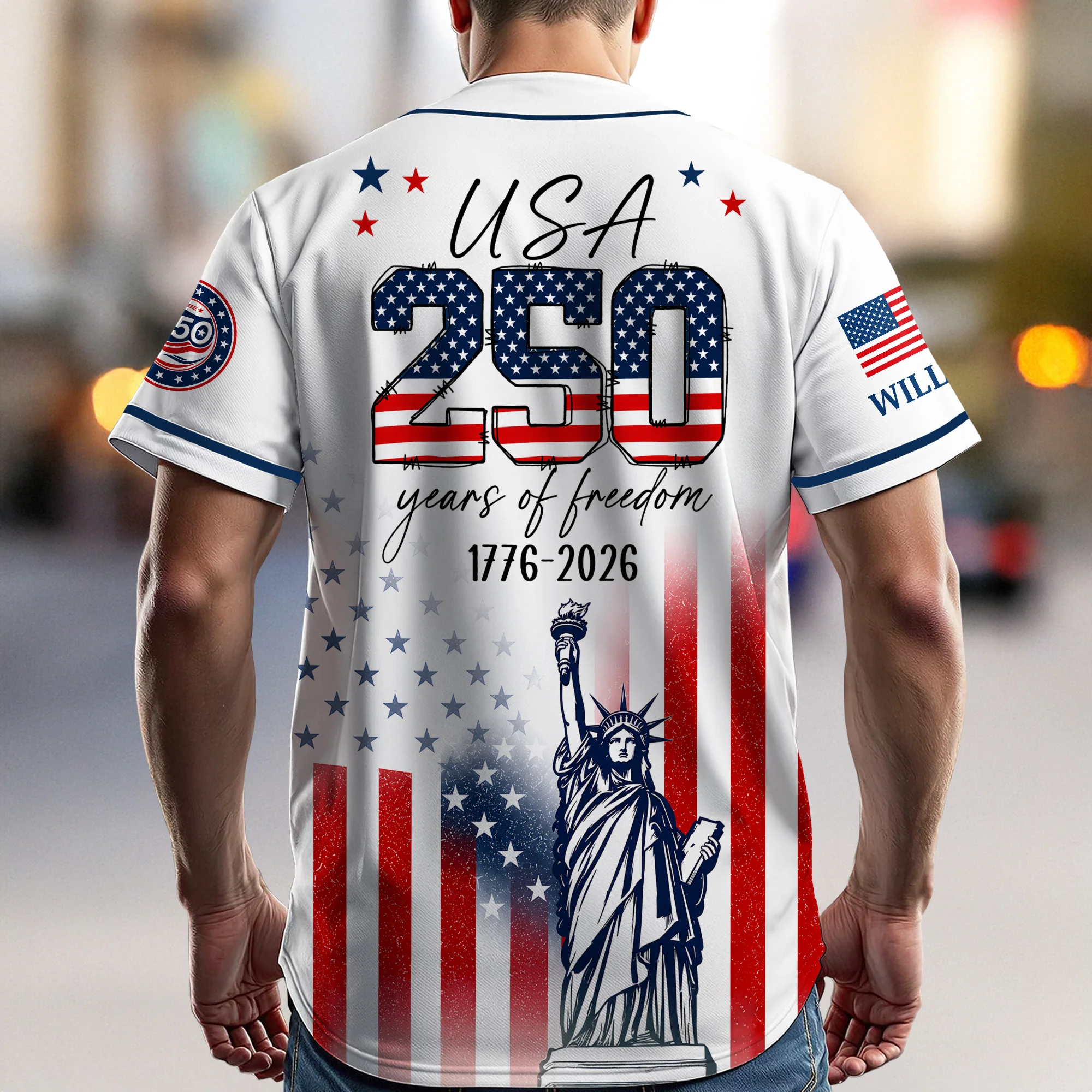 Personalized USA 250th Anniversary Patriotic Statue of Liberty Merica 250 Baseball Jersey Shirt HO82 902896 - Image 2