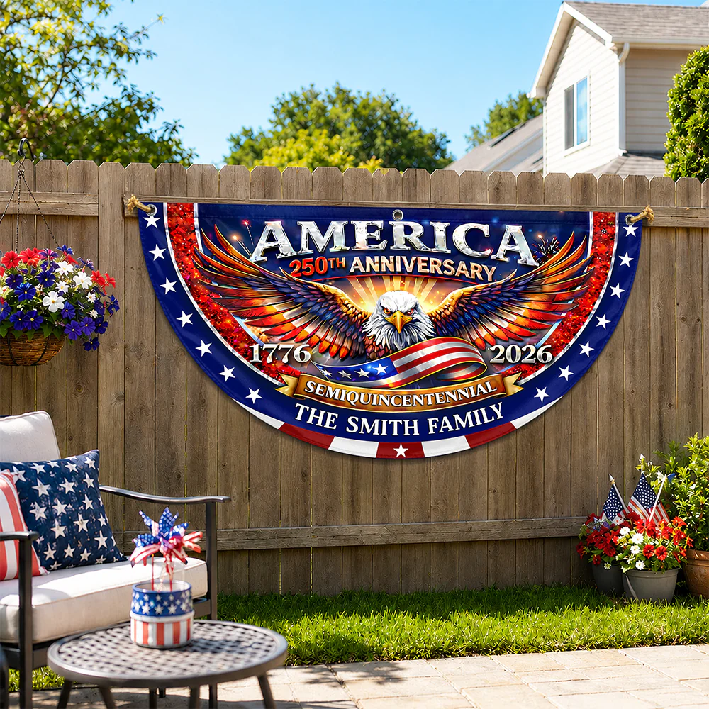 Personalized USA Eagle Patriotic 250th Anniversary Non-Pleated Fan Flag LM32 669345 - Image 2