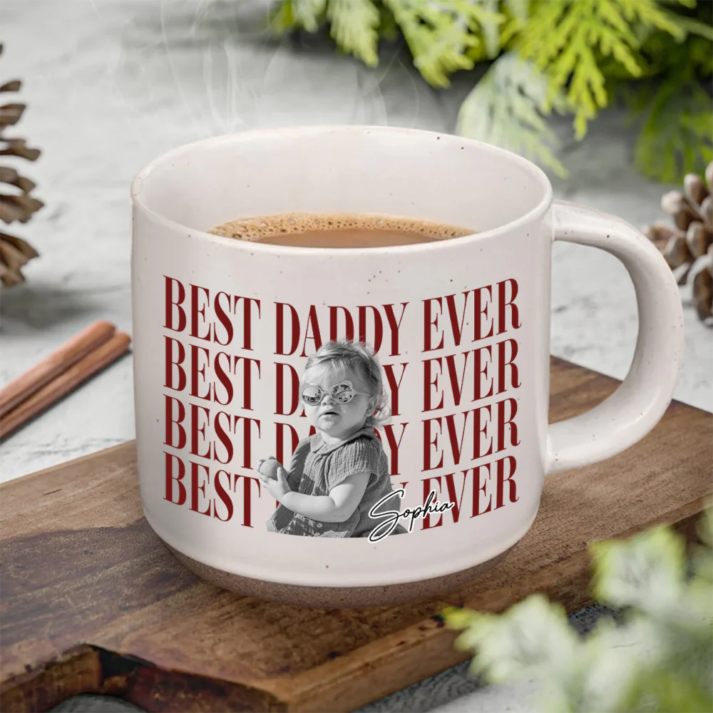 Personalized Vintage Photo Best Daddy Mommy Ever Pottery Mug TH10 170065 - Image 2