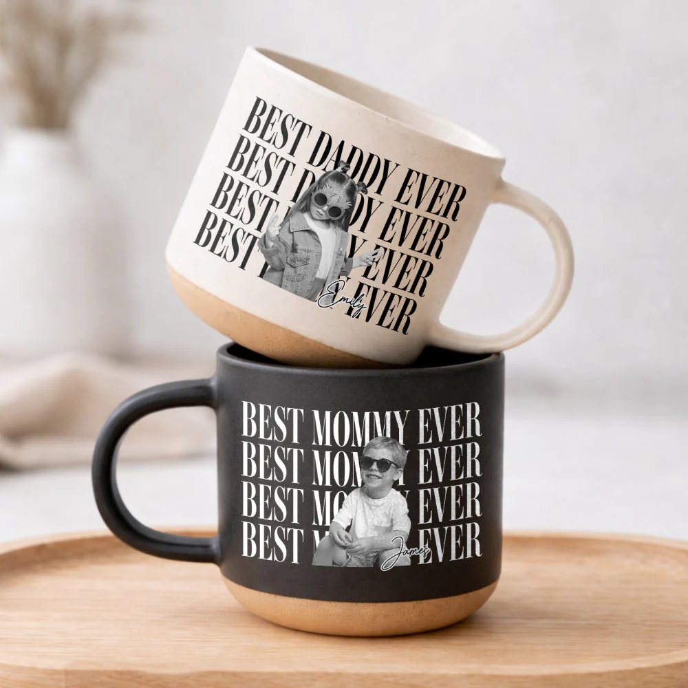 Personalized Vintage Photo Best Daddy Mommy Ever Pottery Mug TH10 170065 - Image 5